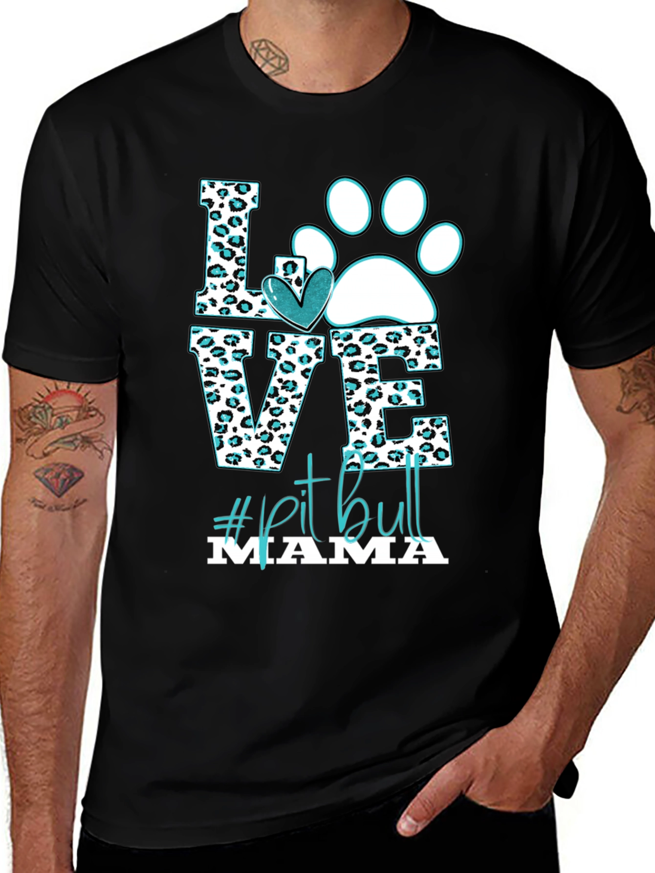 Love Pitbull Mama Graphic T-Shirt