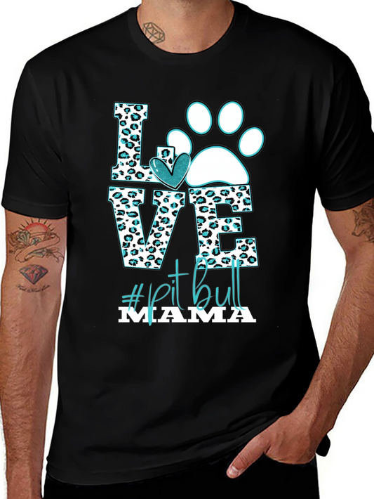 Love Pitbull Mama Graphic T-Shirt
