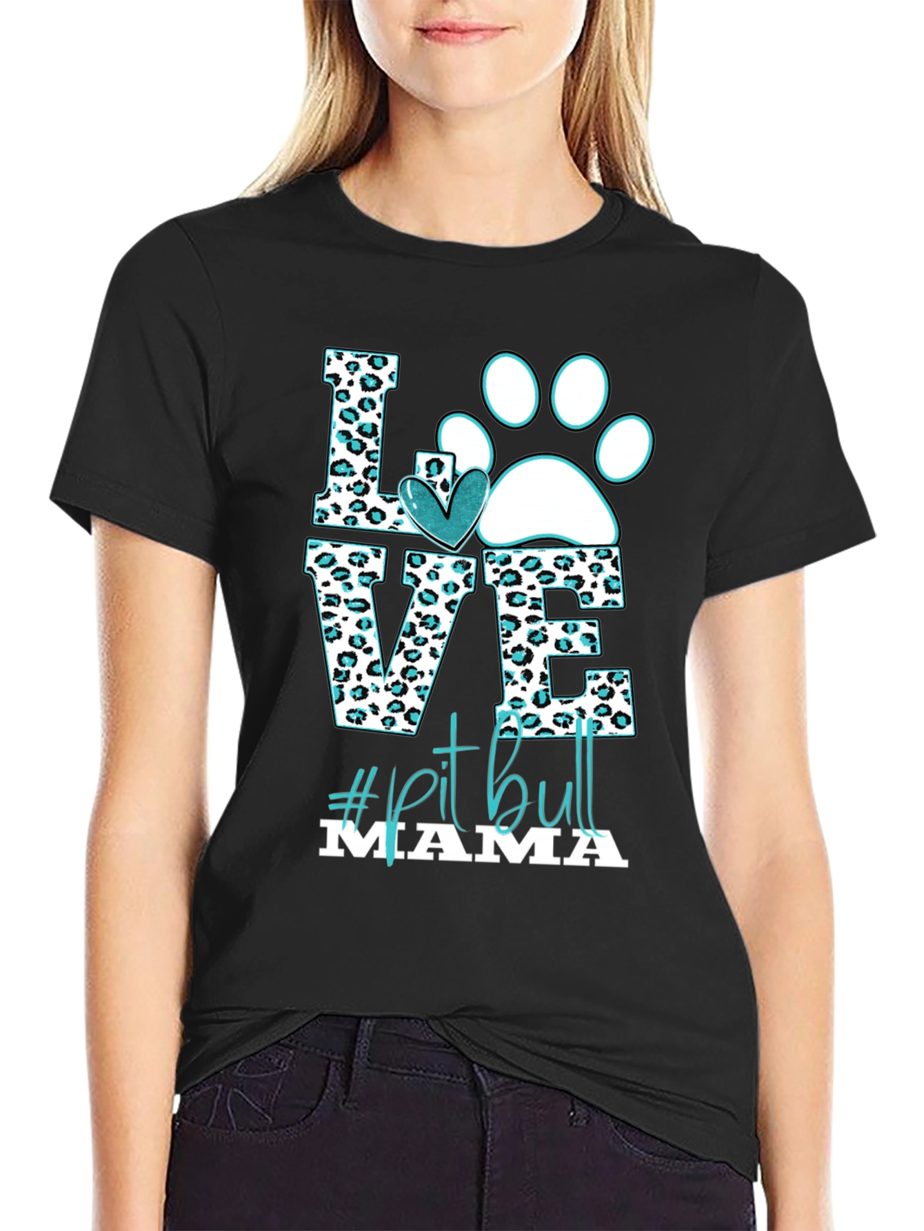 Love Pitbull Mama Graphic T-Shirt