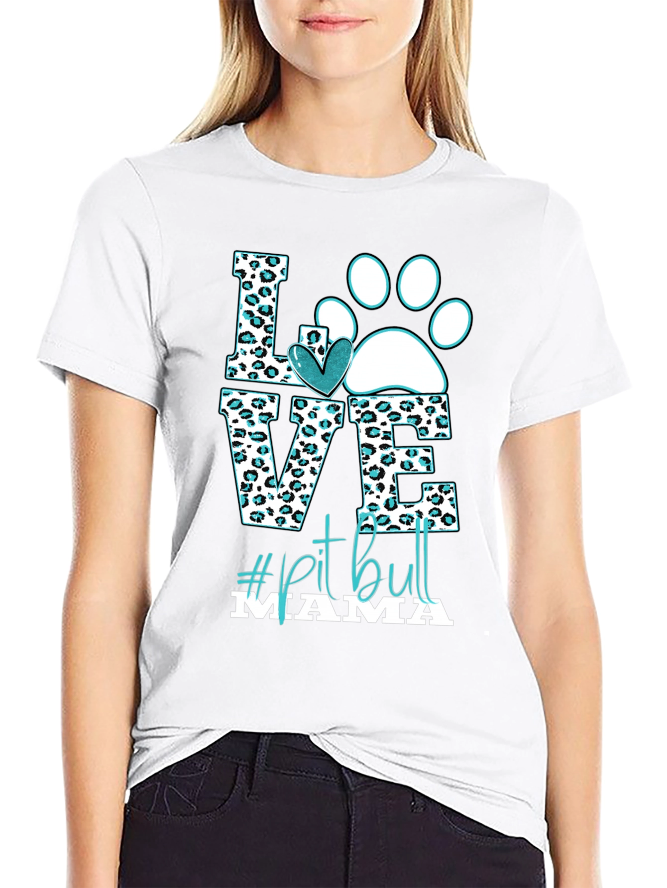 Love Pitbull Mama Graphic T-Shirt