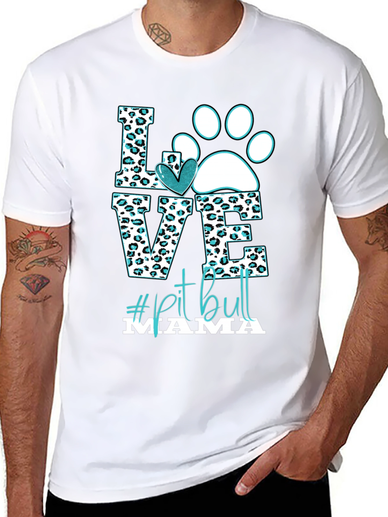 Love Pitbull Mama Graphic T-Shirt