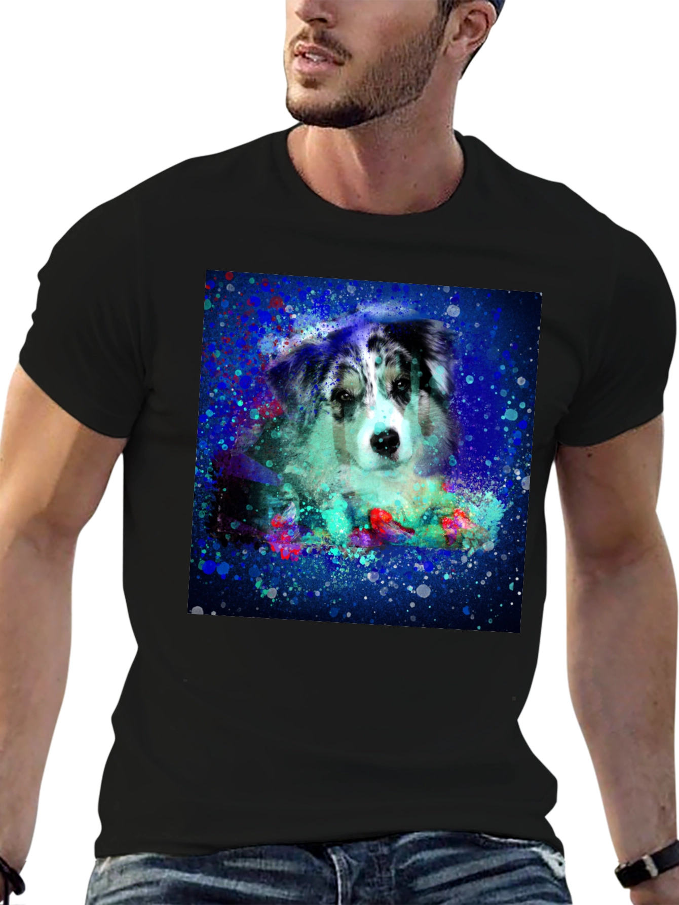 Dog Art Graphic Tee - Artistic Aussie Design T-Shirt