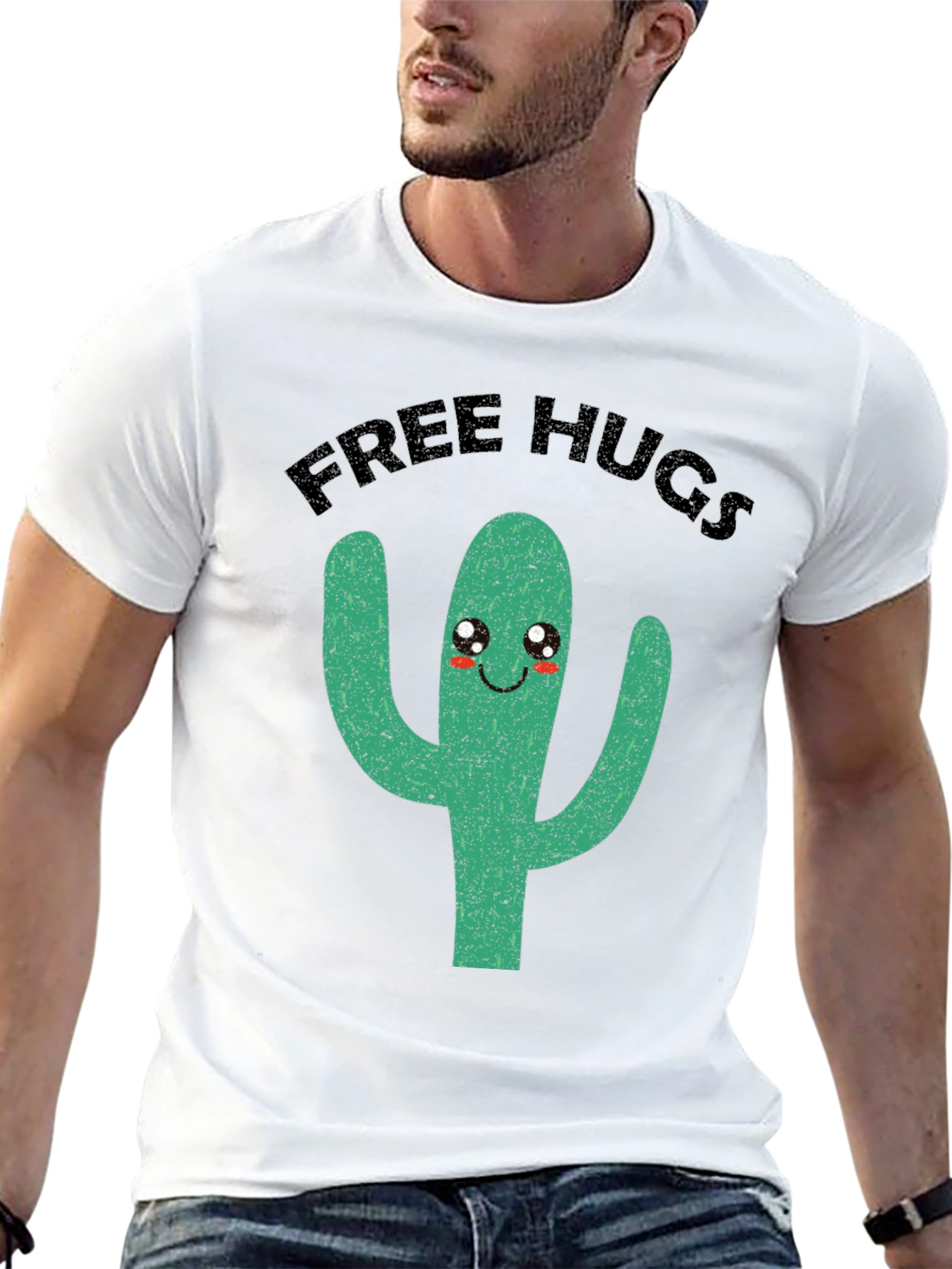Free Hugs Cactus Graphic Tee - Funny Cute T-Shirt
