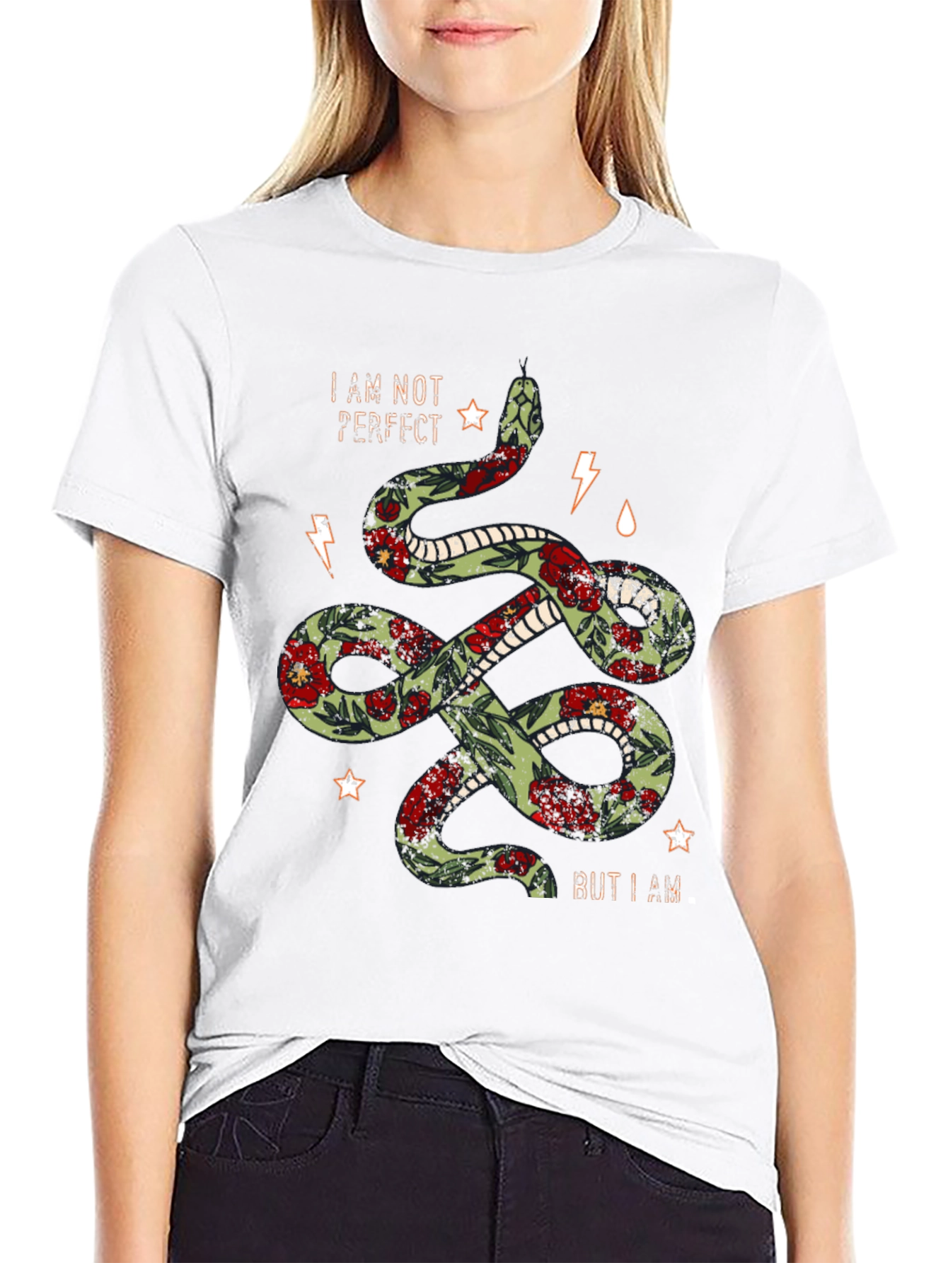 Floral Snake Graphic Tee - Imperfectly Unique