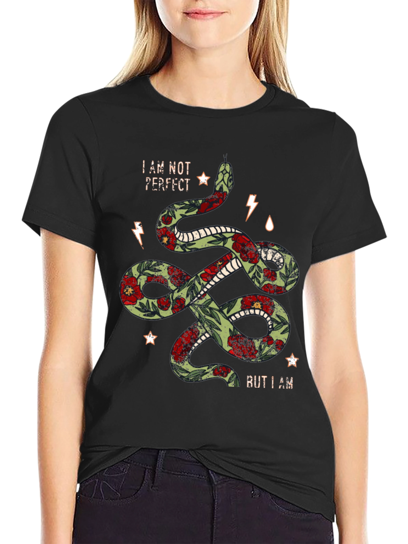 Floral Snake Graphic Tee - Imperfectly Unique