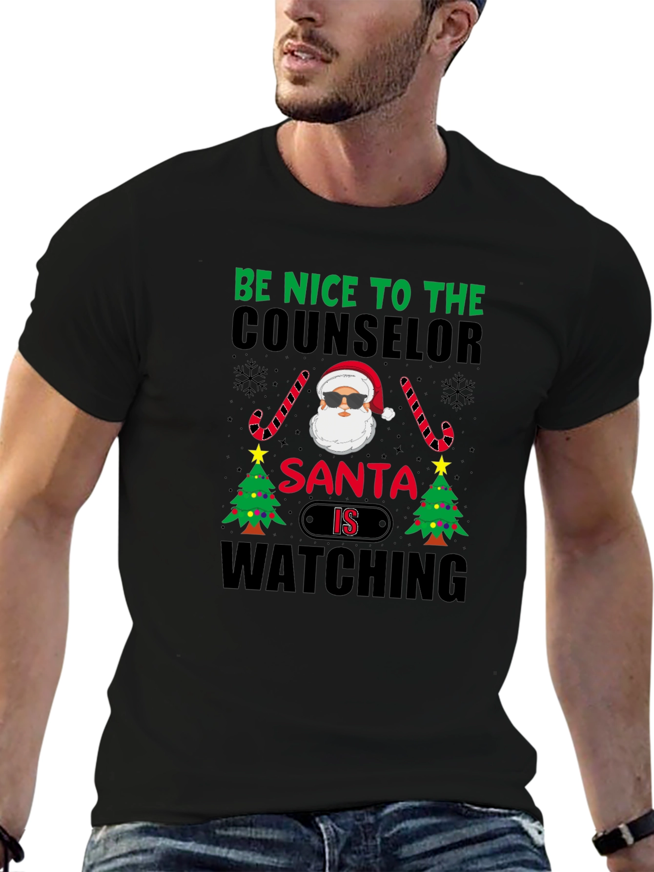 Funny Counselor Santa Watching Christmas T-Shirt