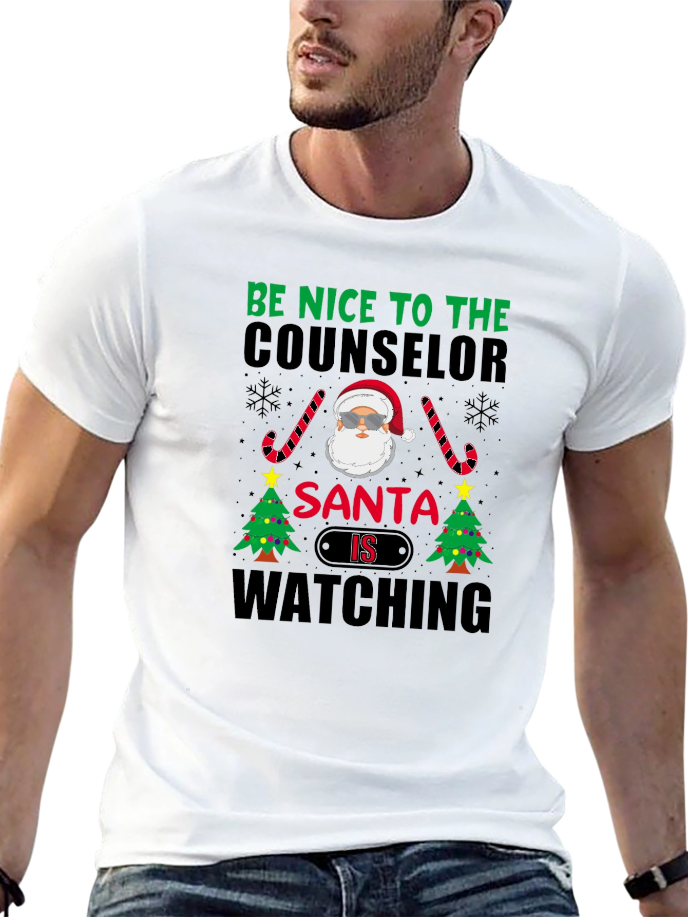 Funny Counselor Santa Watching Christmas T-Shirt
