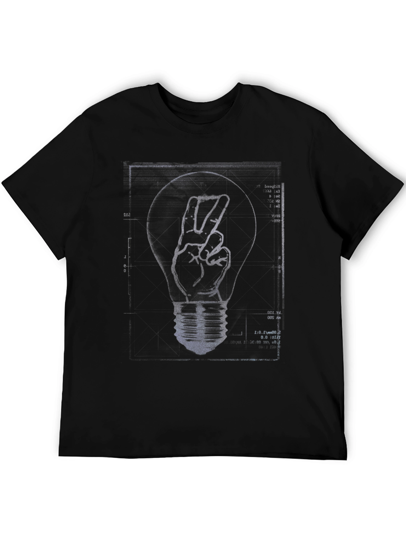 Peace Hand Lightbulb Black T-Shirt