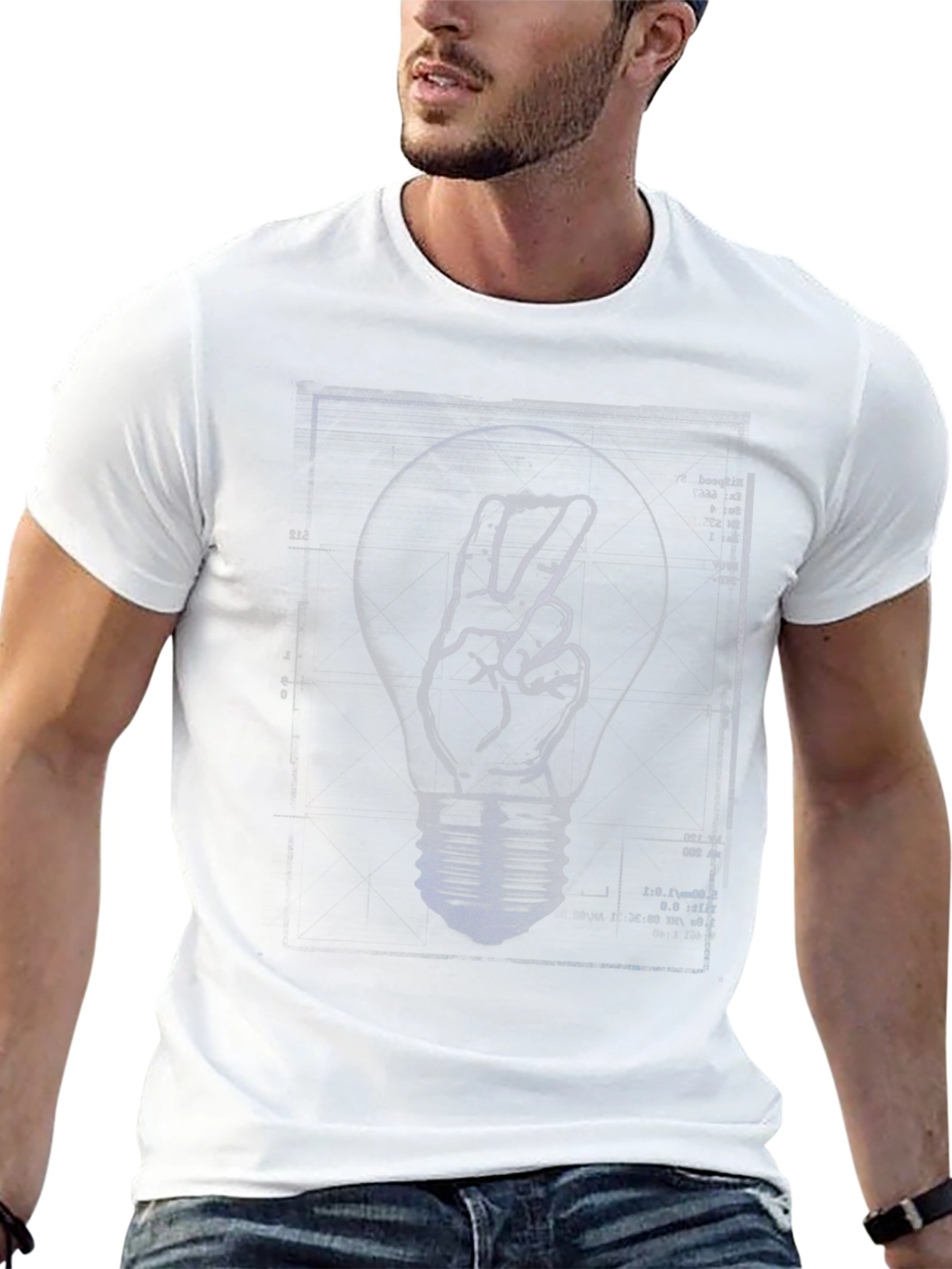 Peace Hand Lightbulb Black T-Shirt
