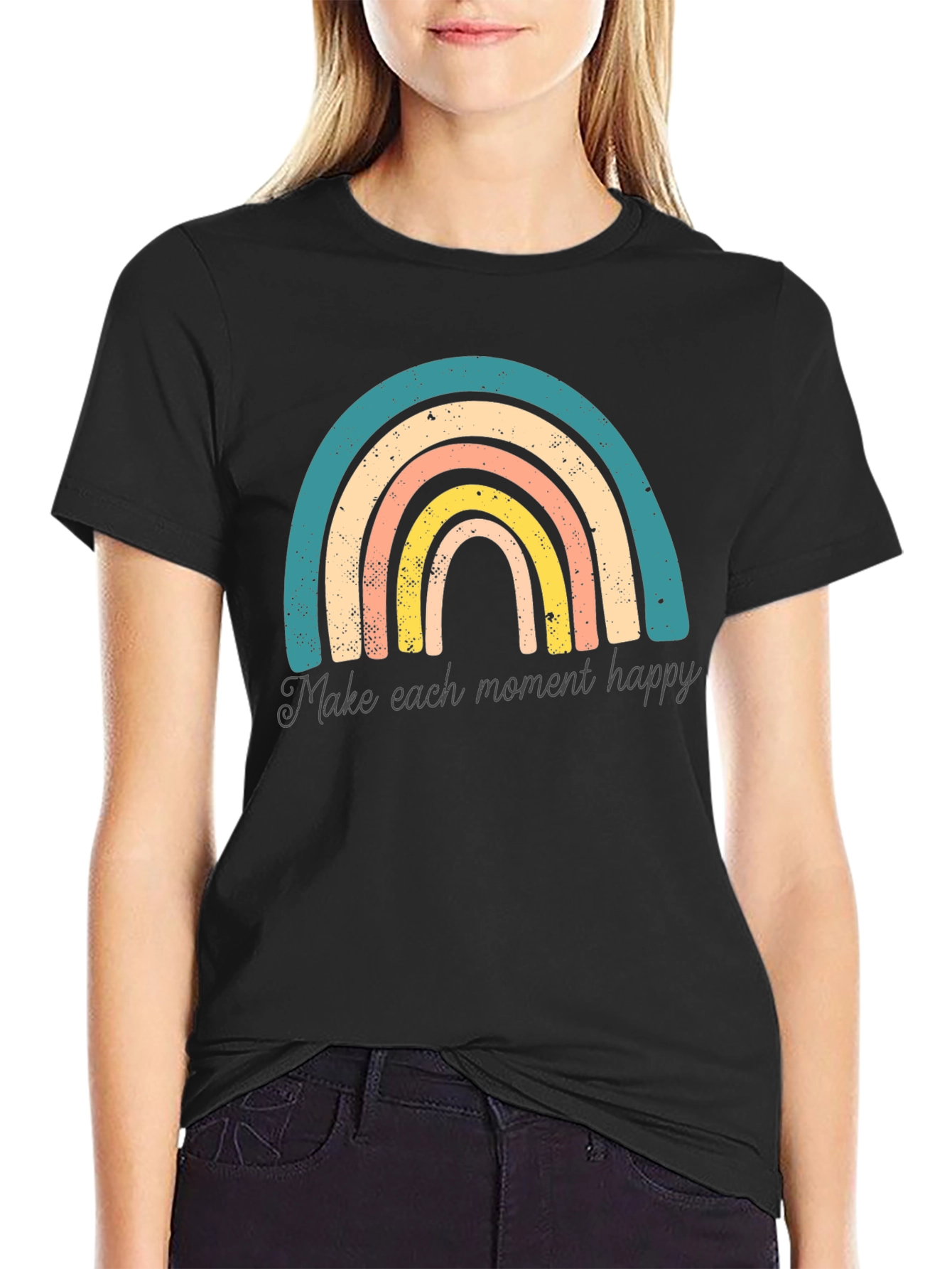 Retro Rainbow Tee - Make Each Moment Happy