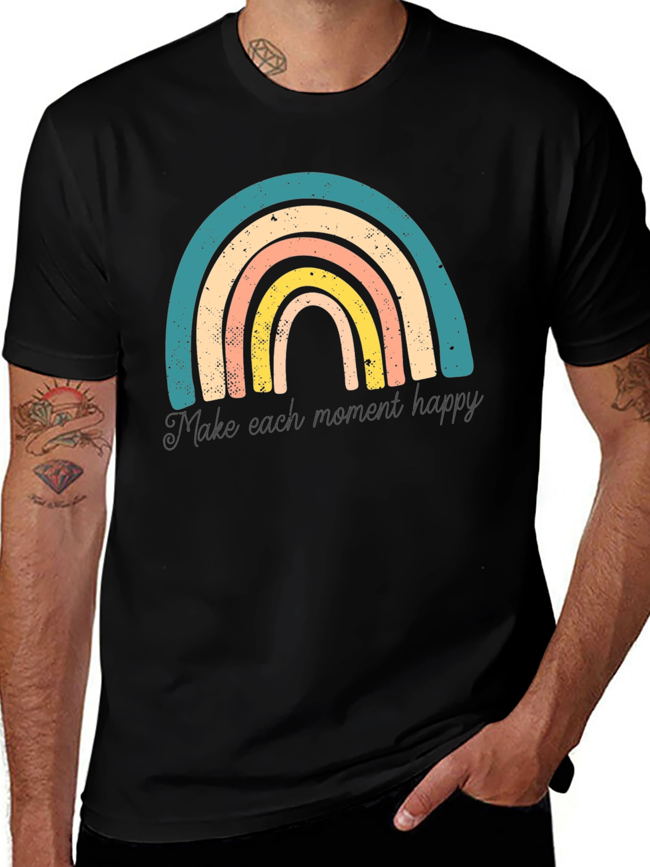 Retro Rainbow Tee - Make Each Moment Happy
