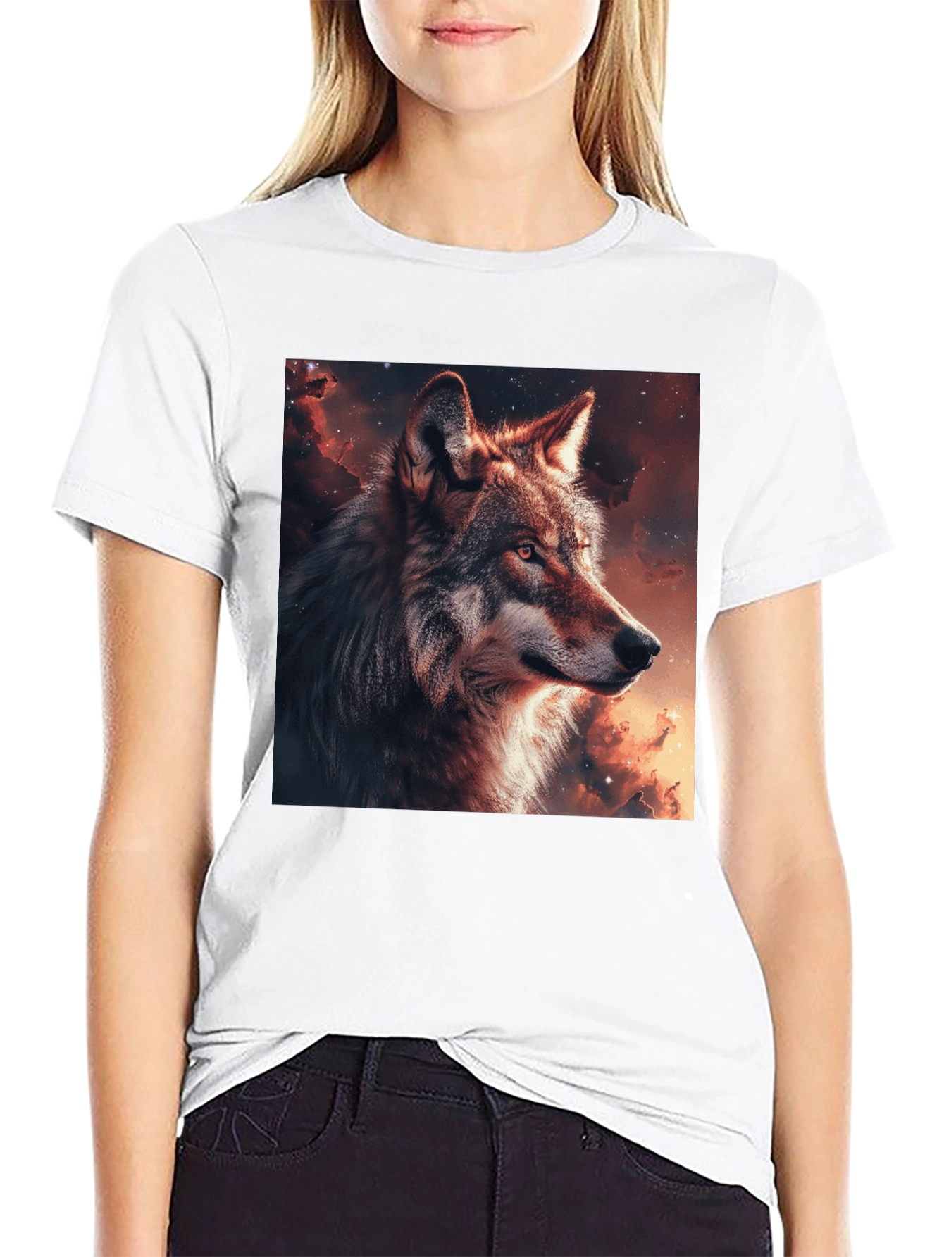 Wolf Galaxy Graphic T-Shirt - Mens Black Tee