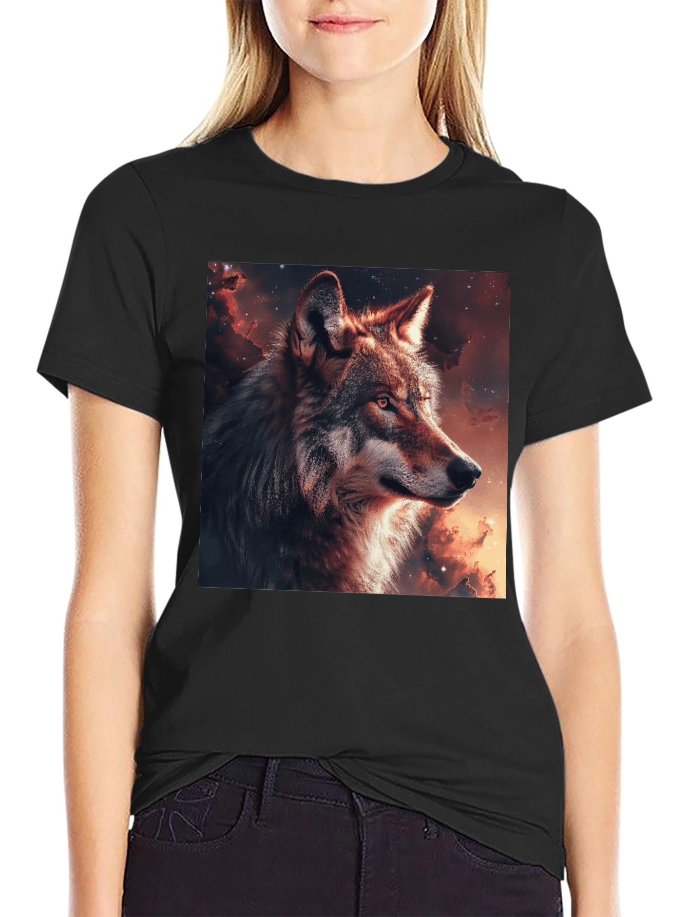 Wolf Galaxy Graphic T-Shirt - Mens Black Tee