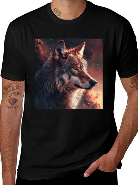 Wolf Galaxy Graphic T-Shirt - Mens Black Tee