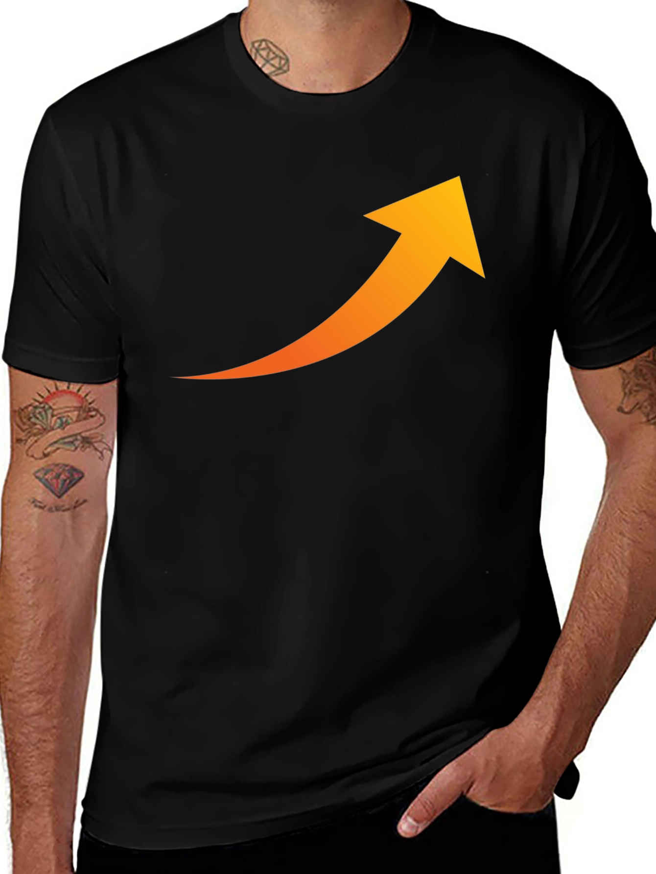 Upward Trend Tee - Black Cotton Arrow Graphic
