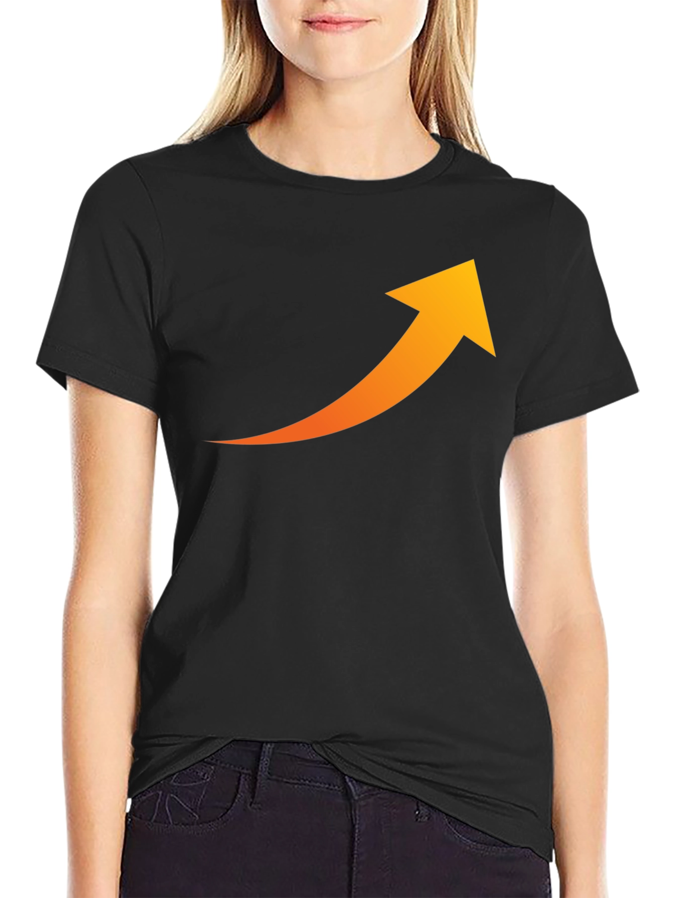 Upward Trend Tee - Black Cotton Arrow Graphic