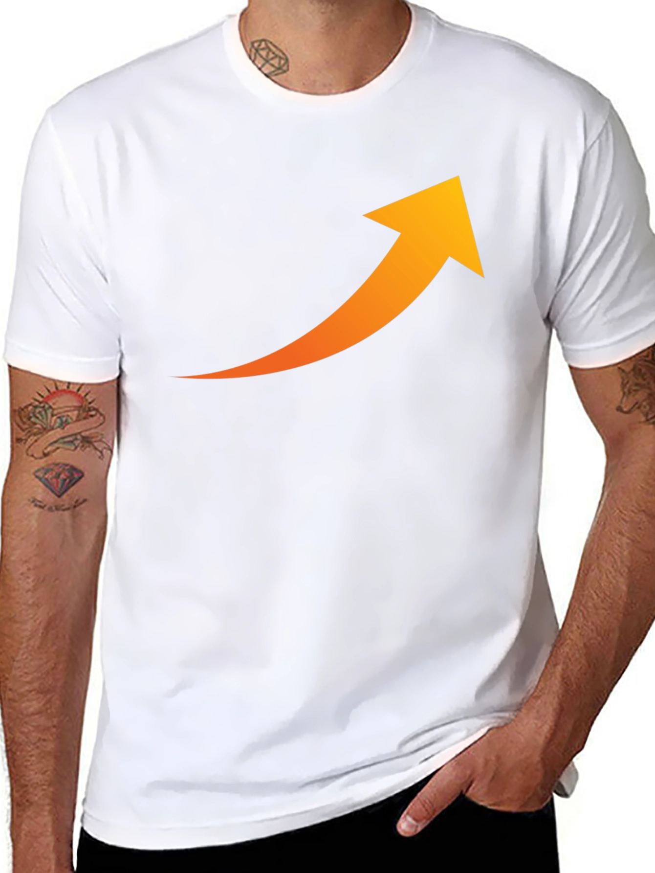 Upward Trend Tee - Black Cotton Arrow Graphic