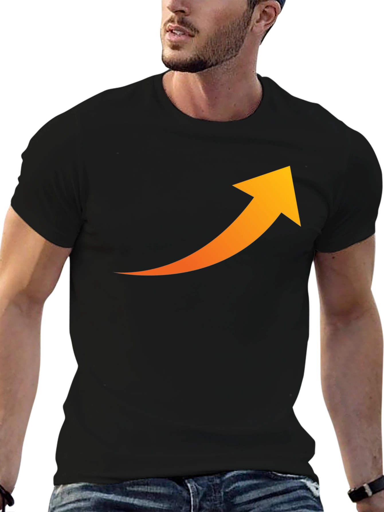 Upward Trend Tee - Black Cotton Arrow Graphic