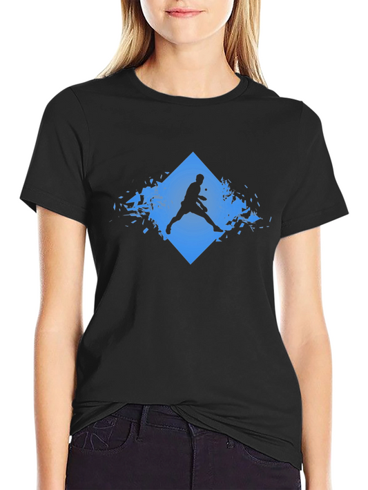 Tennis Player Graphic T-Shirt - Black