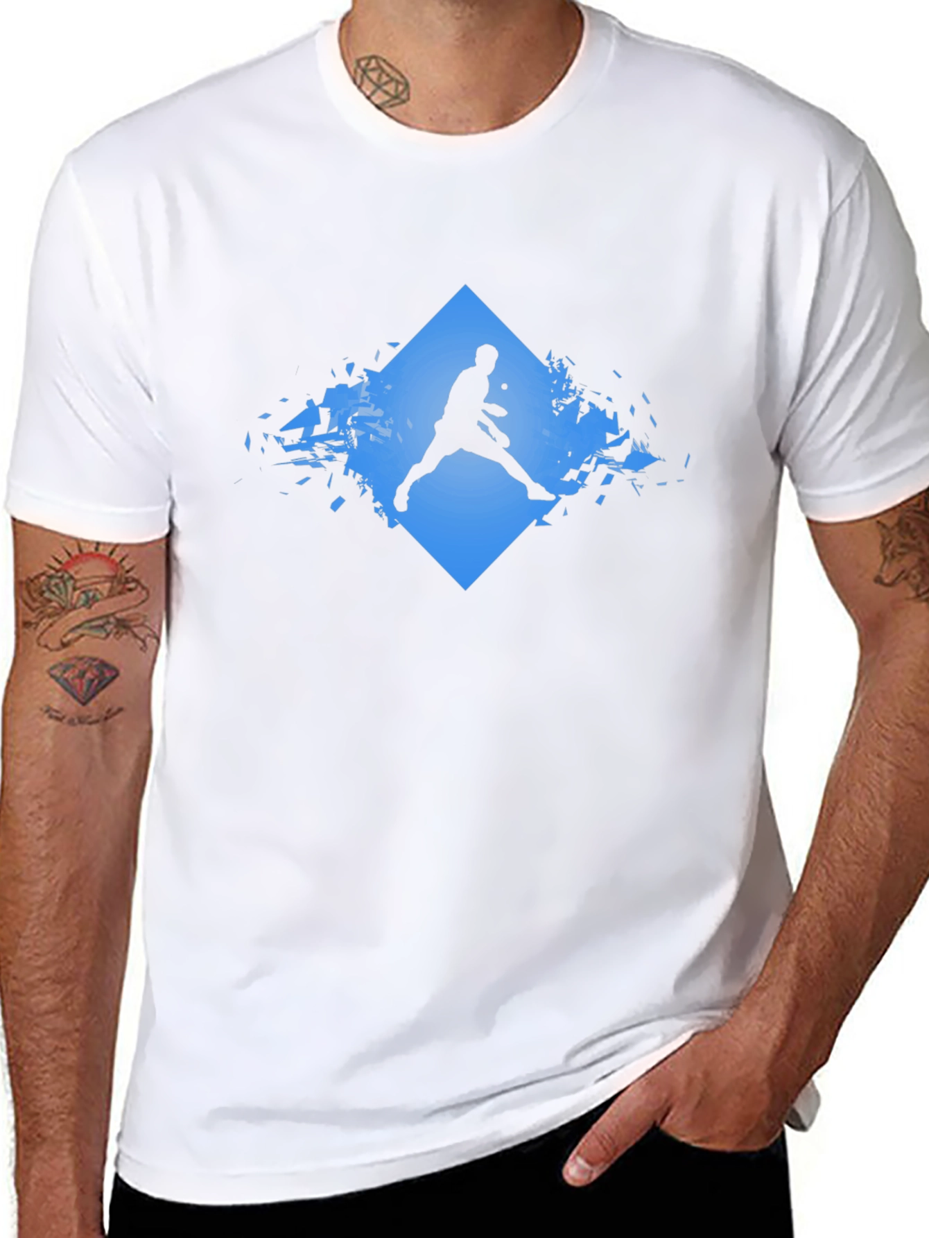 Tennis Player Graphic T-Shirt - Black