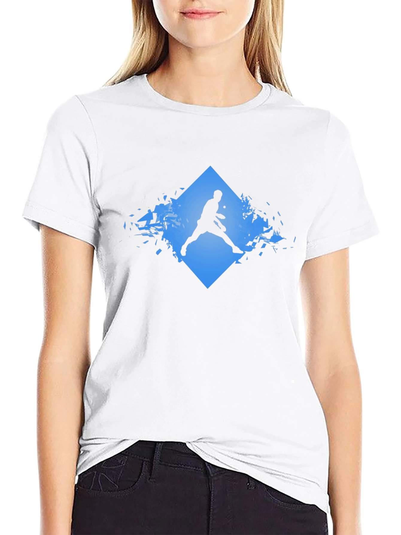 Tennis Player Graphic T-Shirt - Black