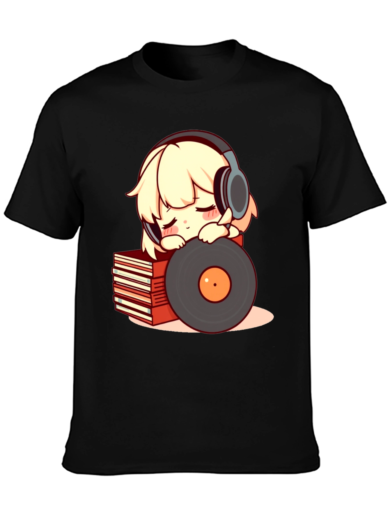 Anime Girl with Headphones Graphic Tee