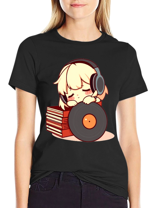 Anime Girl with Headphones Graphic Tee