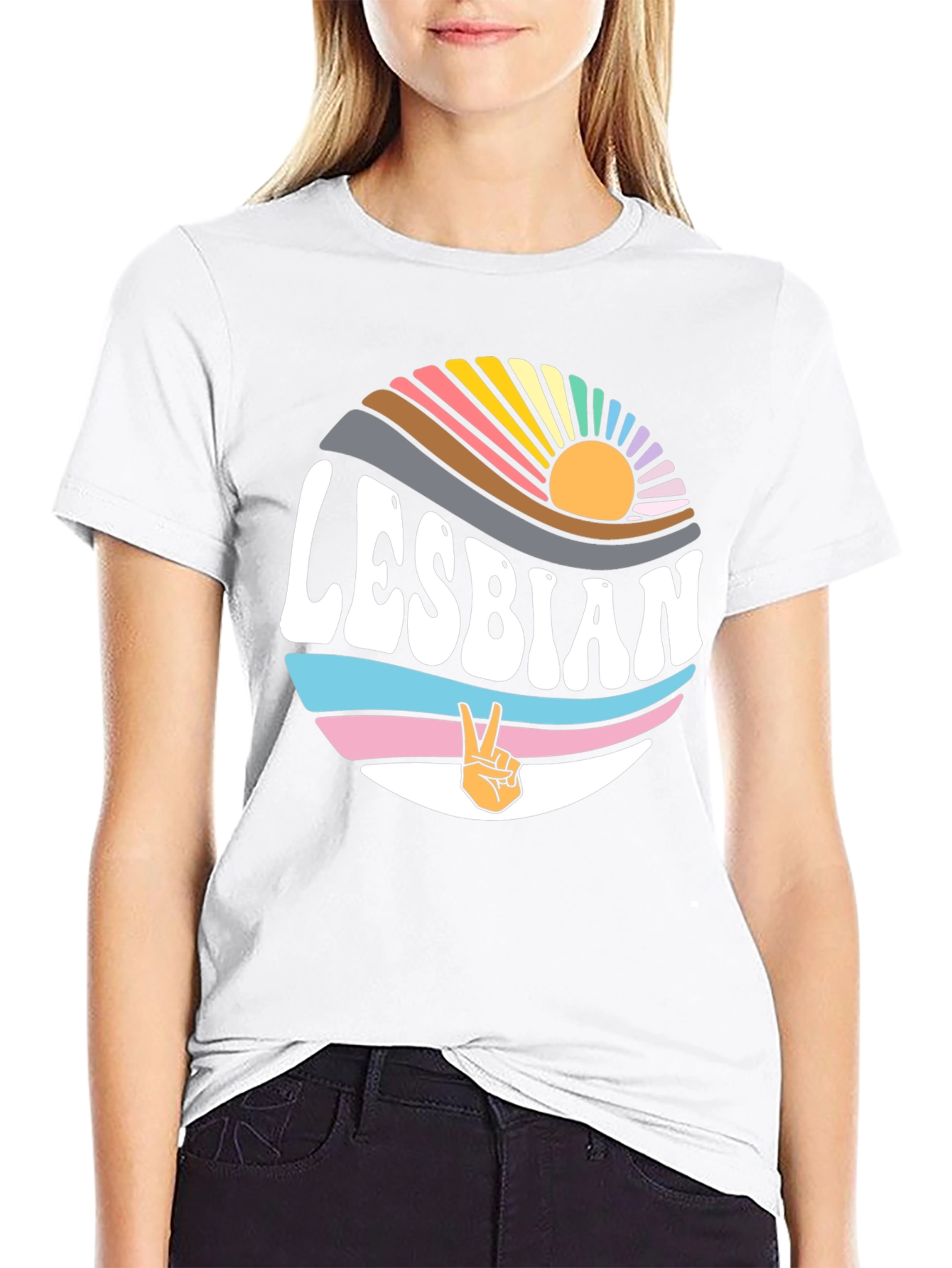 Lesbian Pride T-Shirt - Retro Sunset