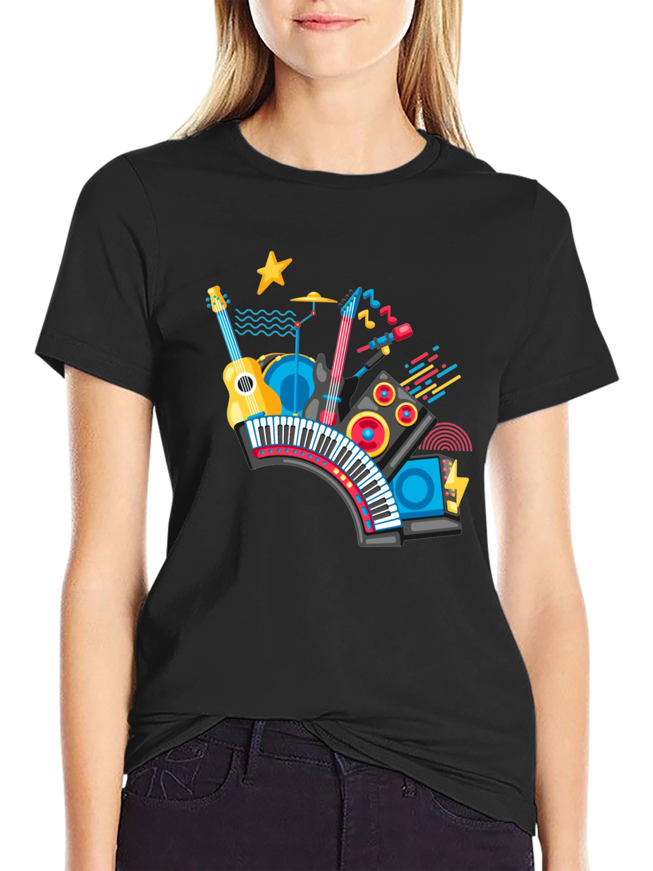 Musical Instrument Graphic Black T-Shirt