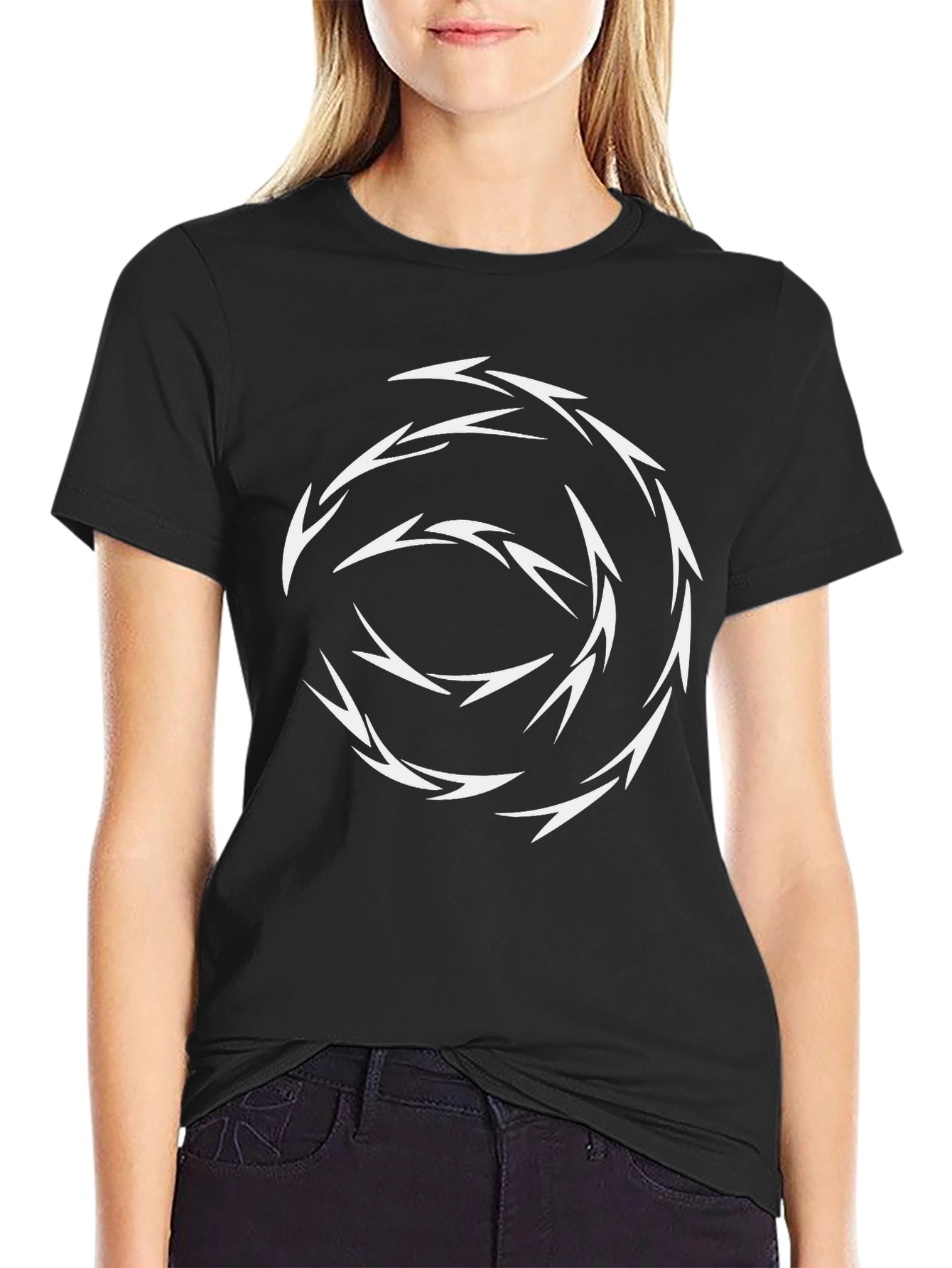 Abstract Vortex Graphic Tee - Black