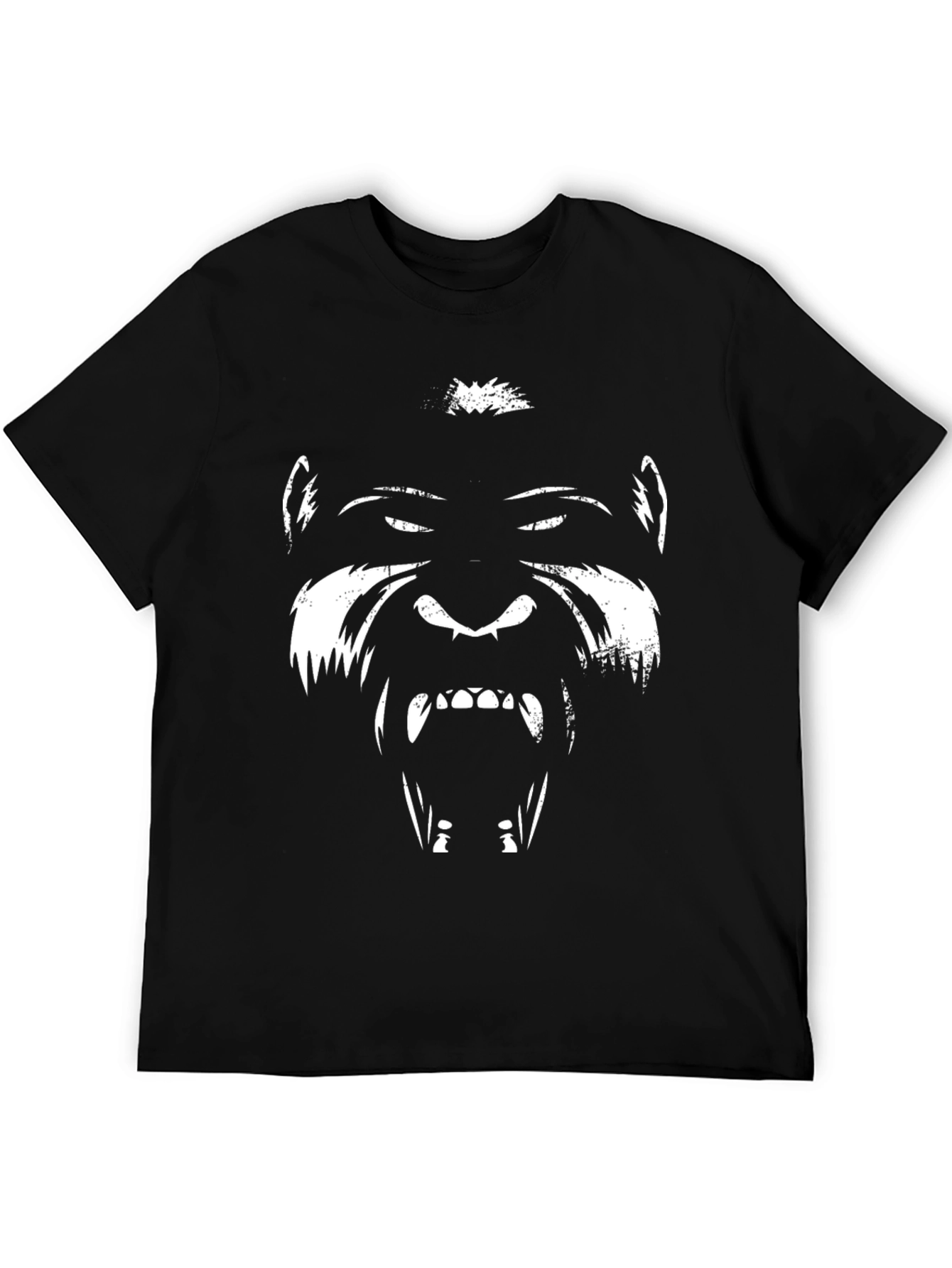 Black Graphic Tee: Fierce Gorilla Face Design