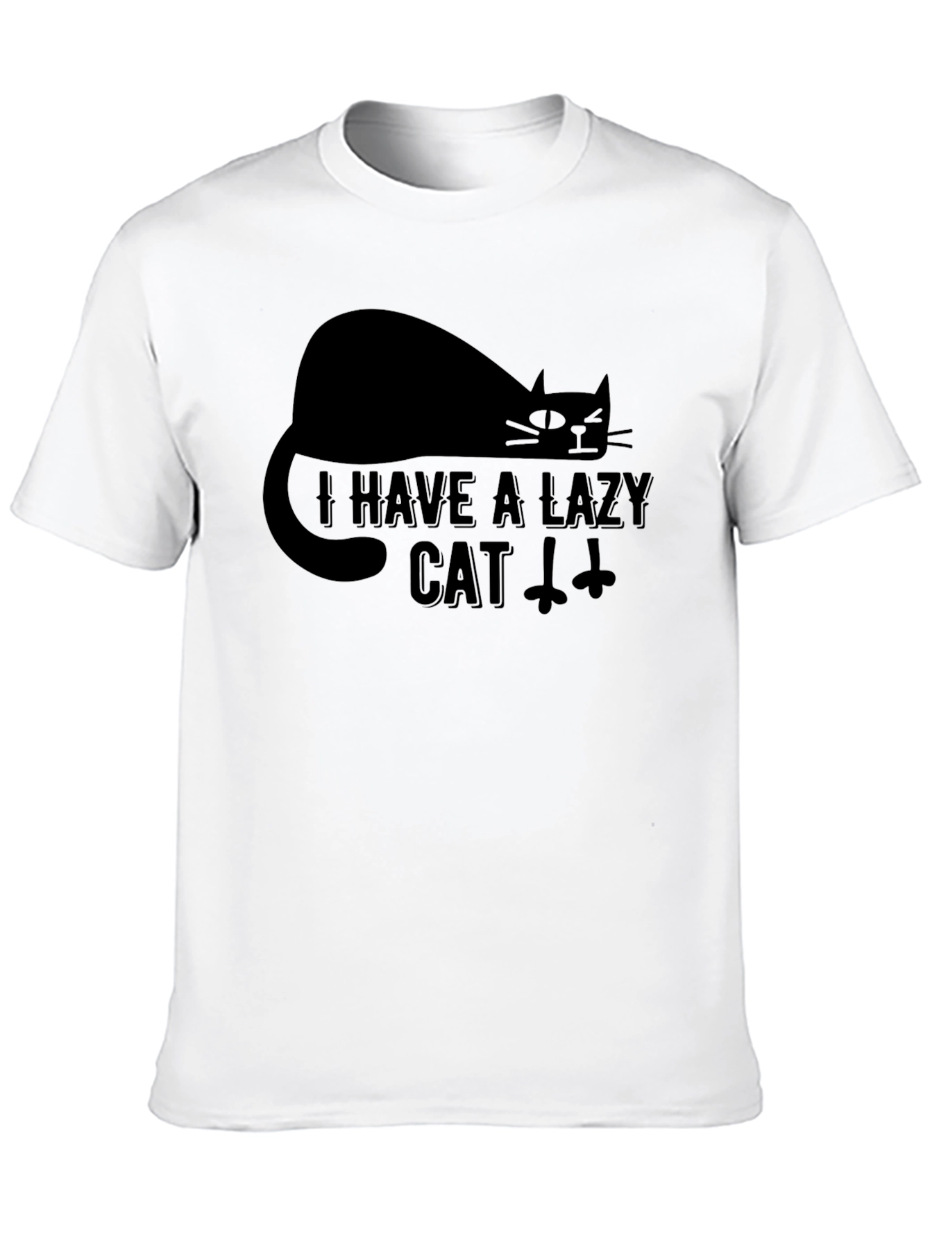 Lazy Cat Graphic T-Shirt - Black Cotton Tee