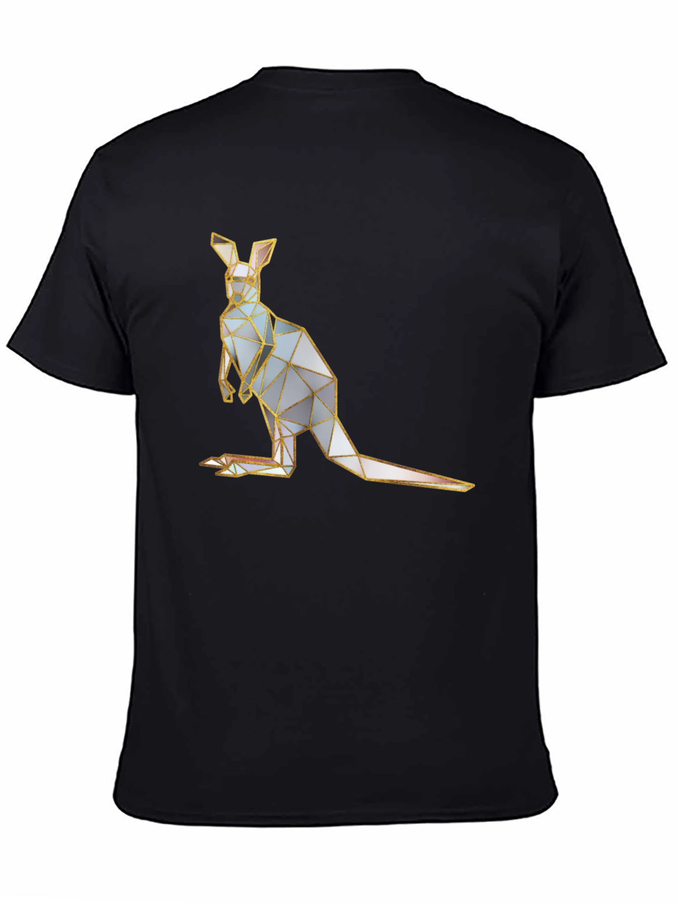 Geometric Kangaroo Graphic Tee - Black Cotton
