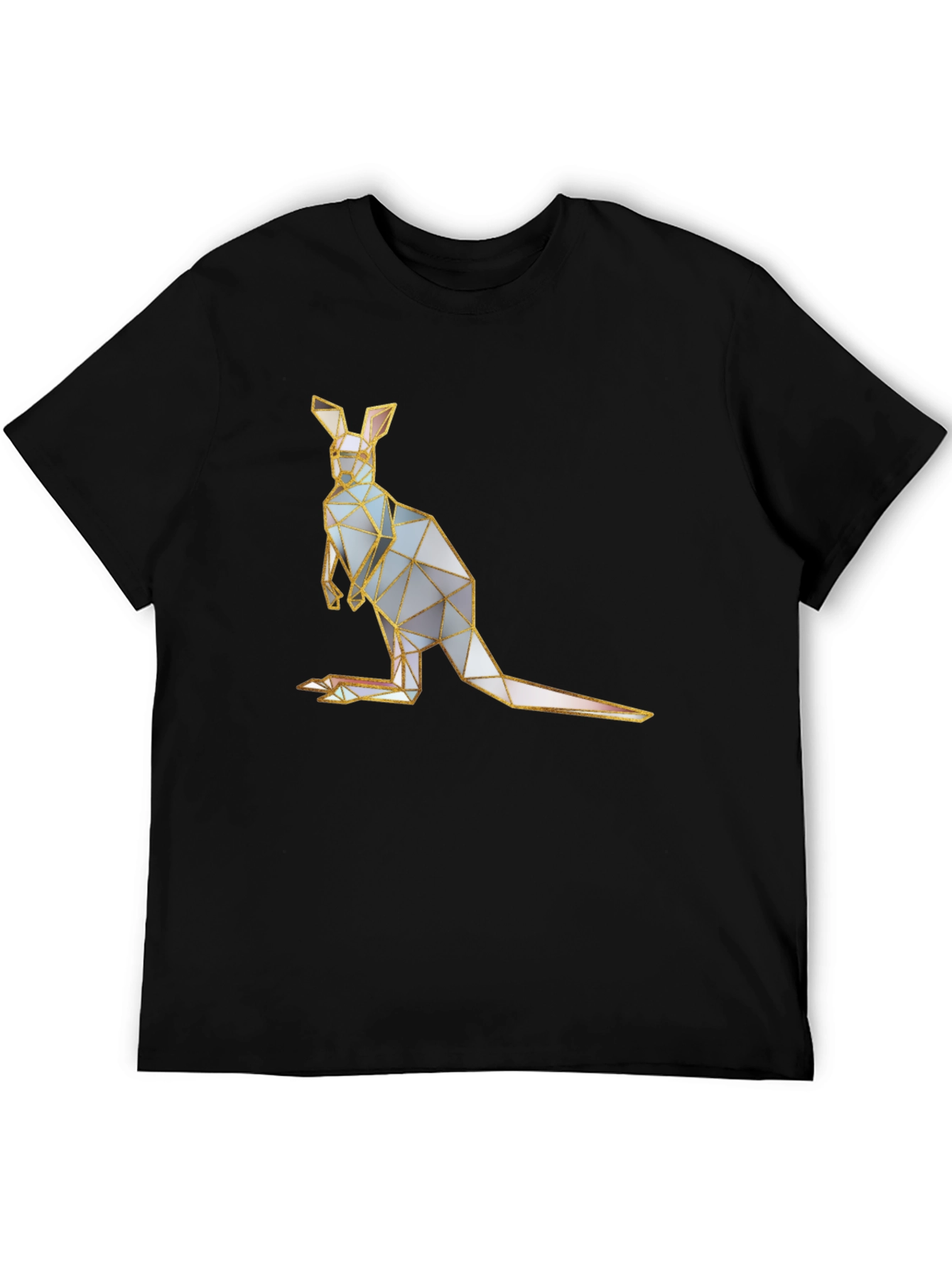 Geometric Kangaroo Graphic Tee - Black Cotton