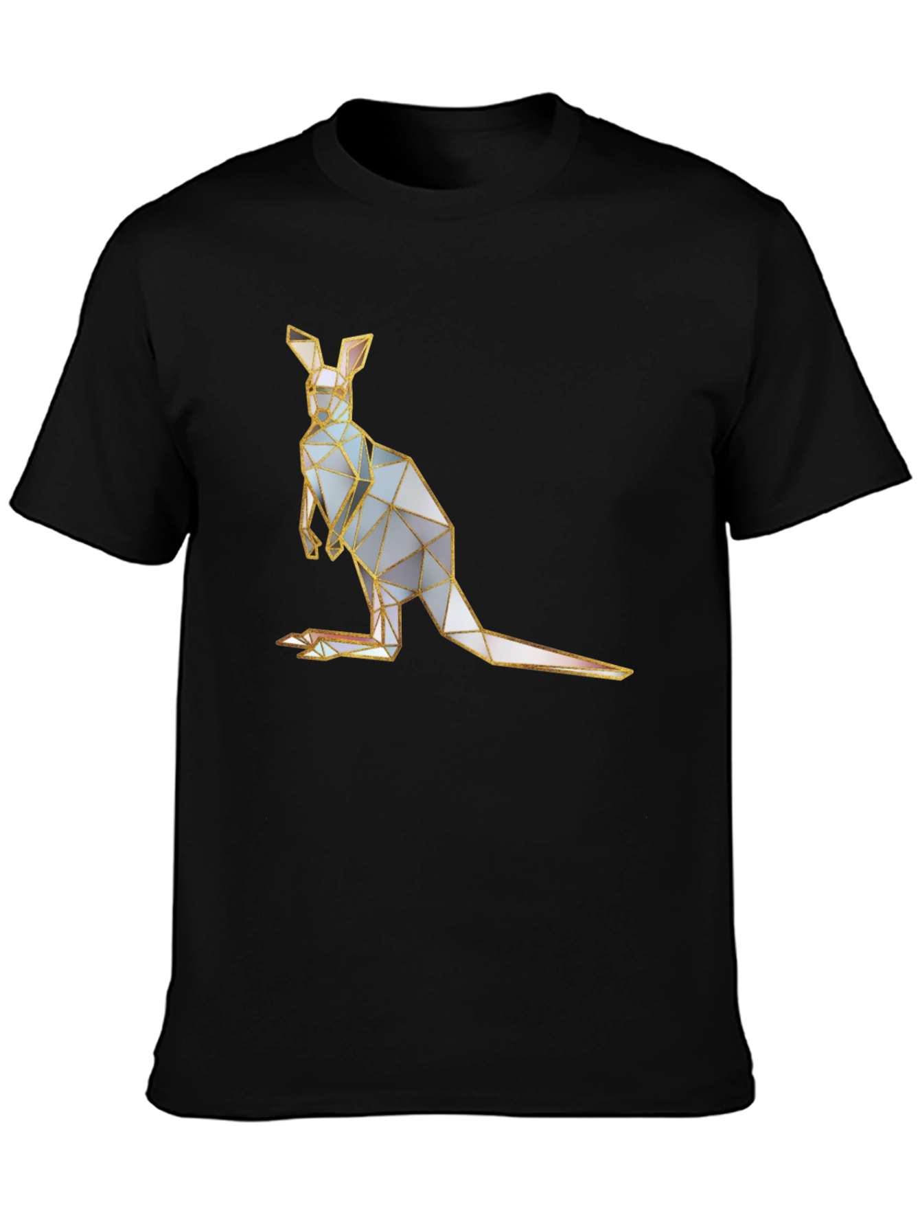 Geometric Kangaroo Graphic Tee - Black Cotton