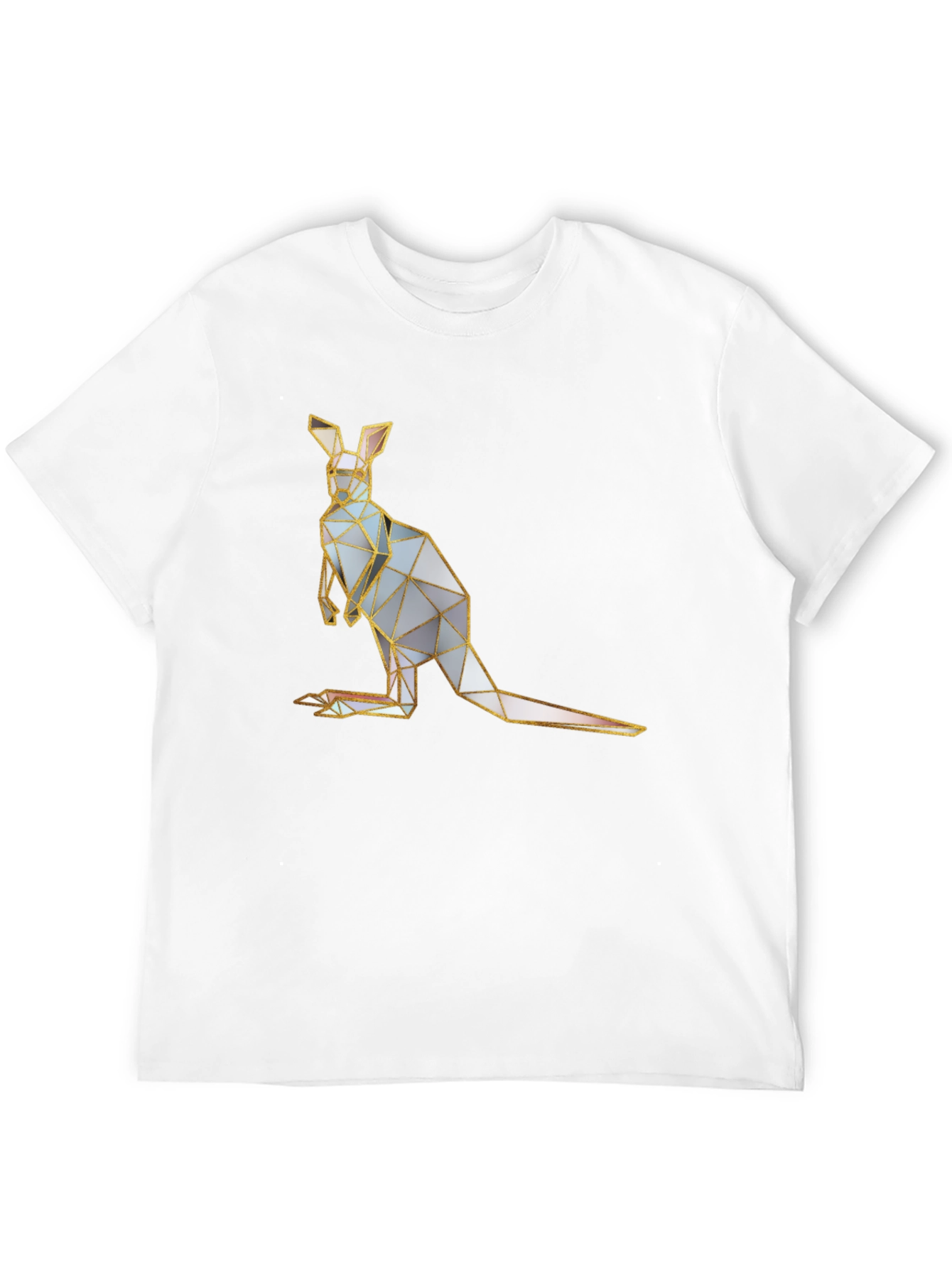 Geometric Kangaroo Graphic Tee - Black Cotton