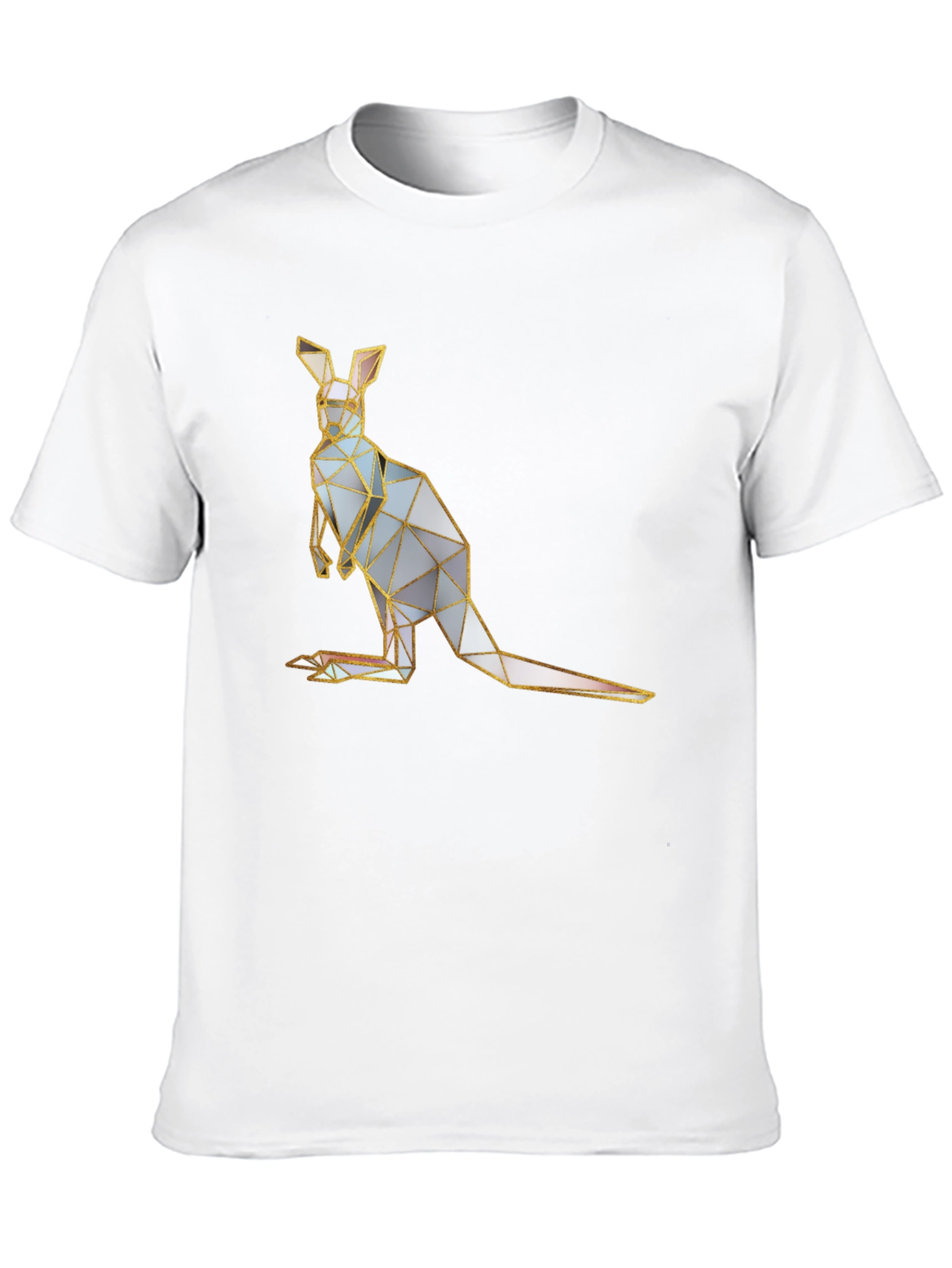 Geometric Kangaroo Graphic Tee - Black Cotton