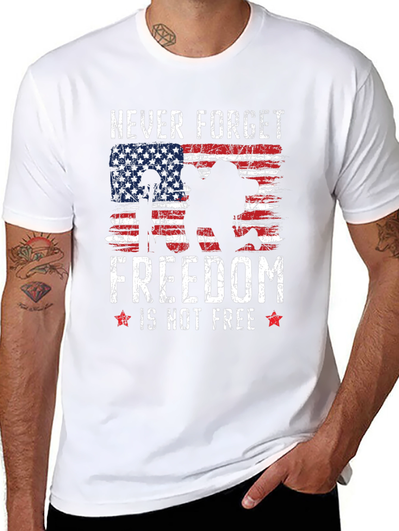 Never Forget Freedom T-Shirt - Patriotic Military Tee