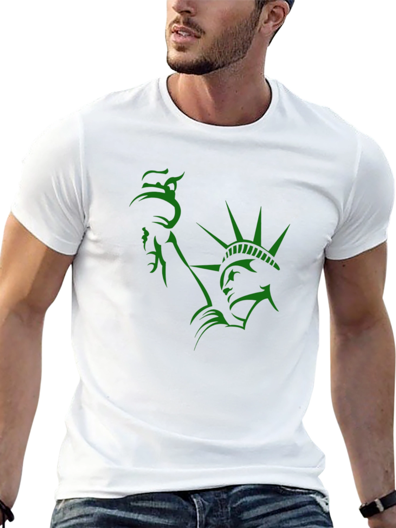 Statue of Liberty Graphic Tee - Black Cotton Blend