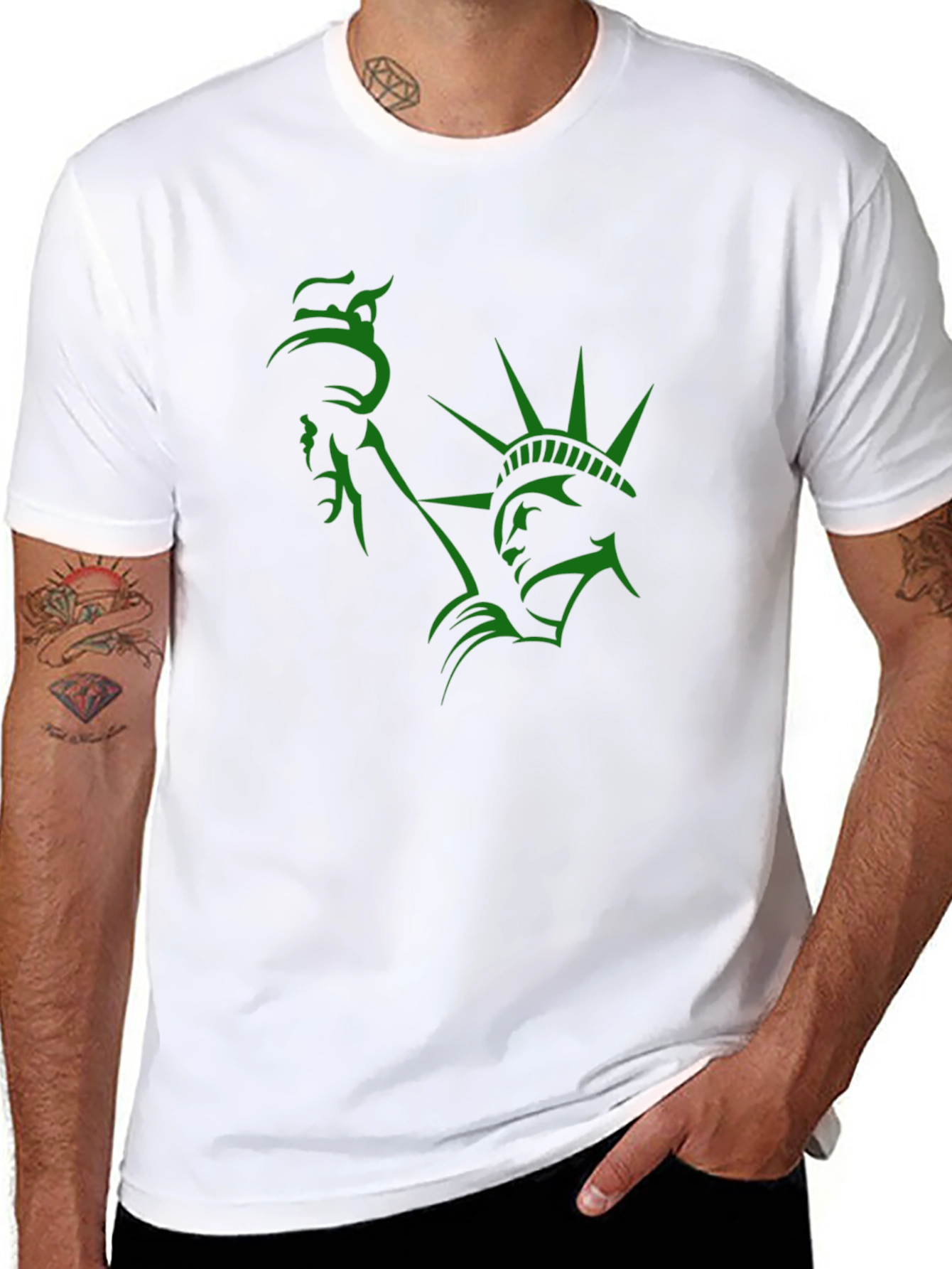 Statue of Liberty Graphic Tee - Black Cotton Blend