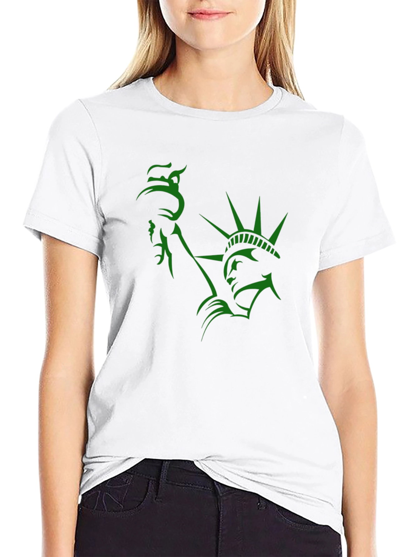Statue of Liberty Graphic Tee - Black Cotton Blend