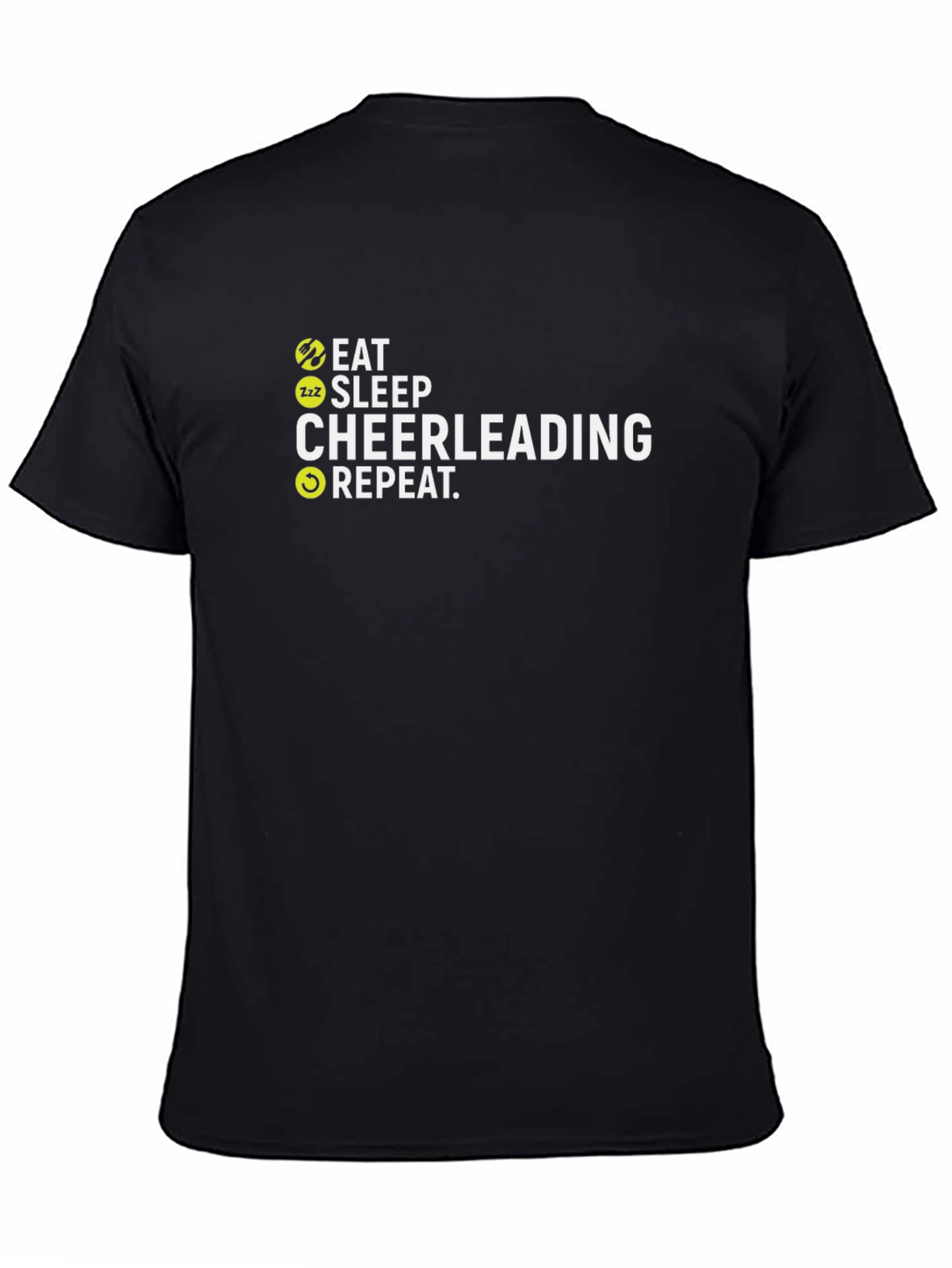 Eat Sleep Cheerleading Repeat Black T-Shirt