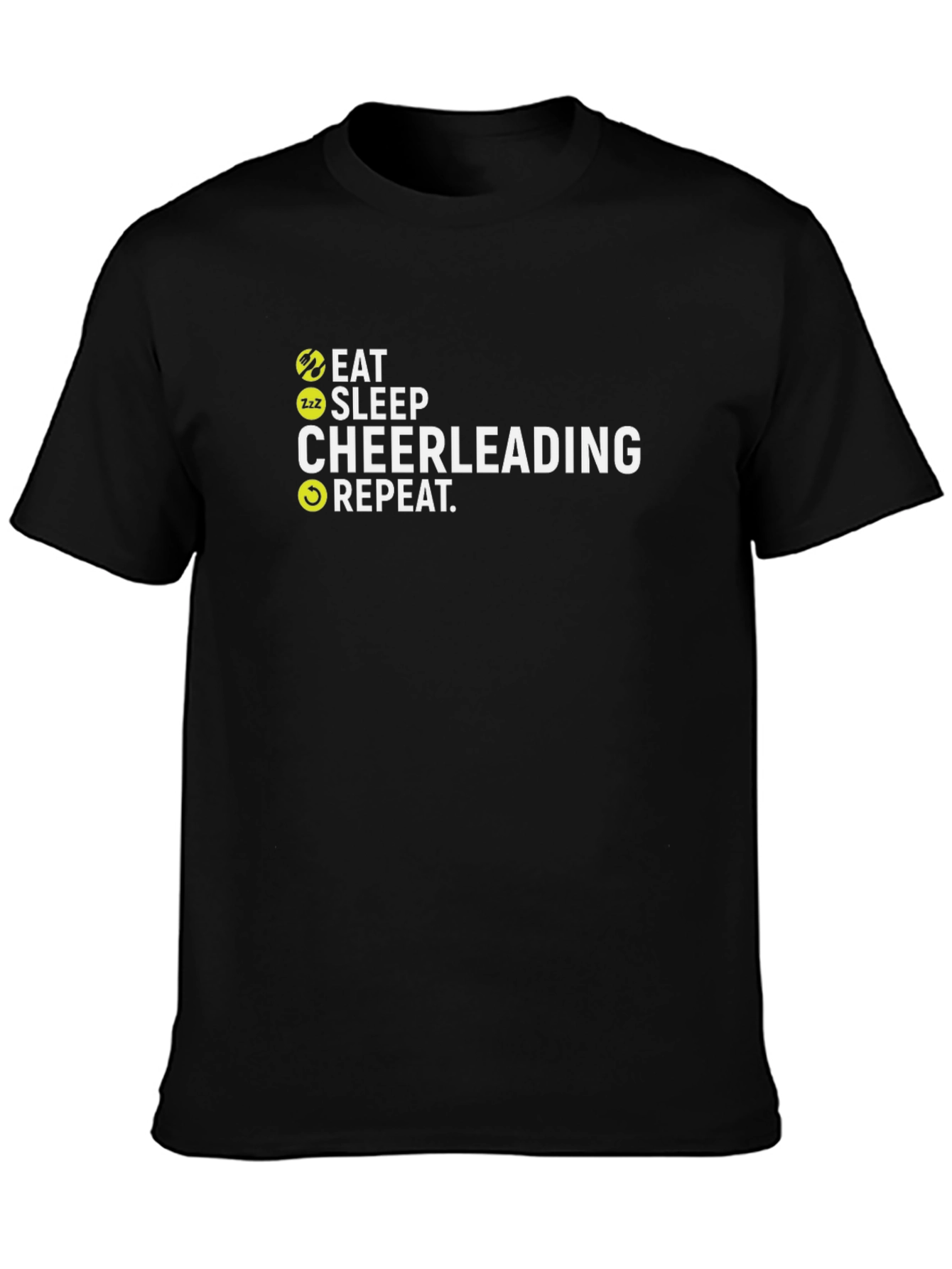 Eat Sleep Cheerleading Repeat Black T-Shirt