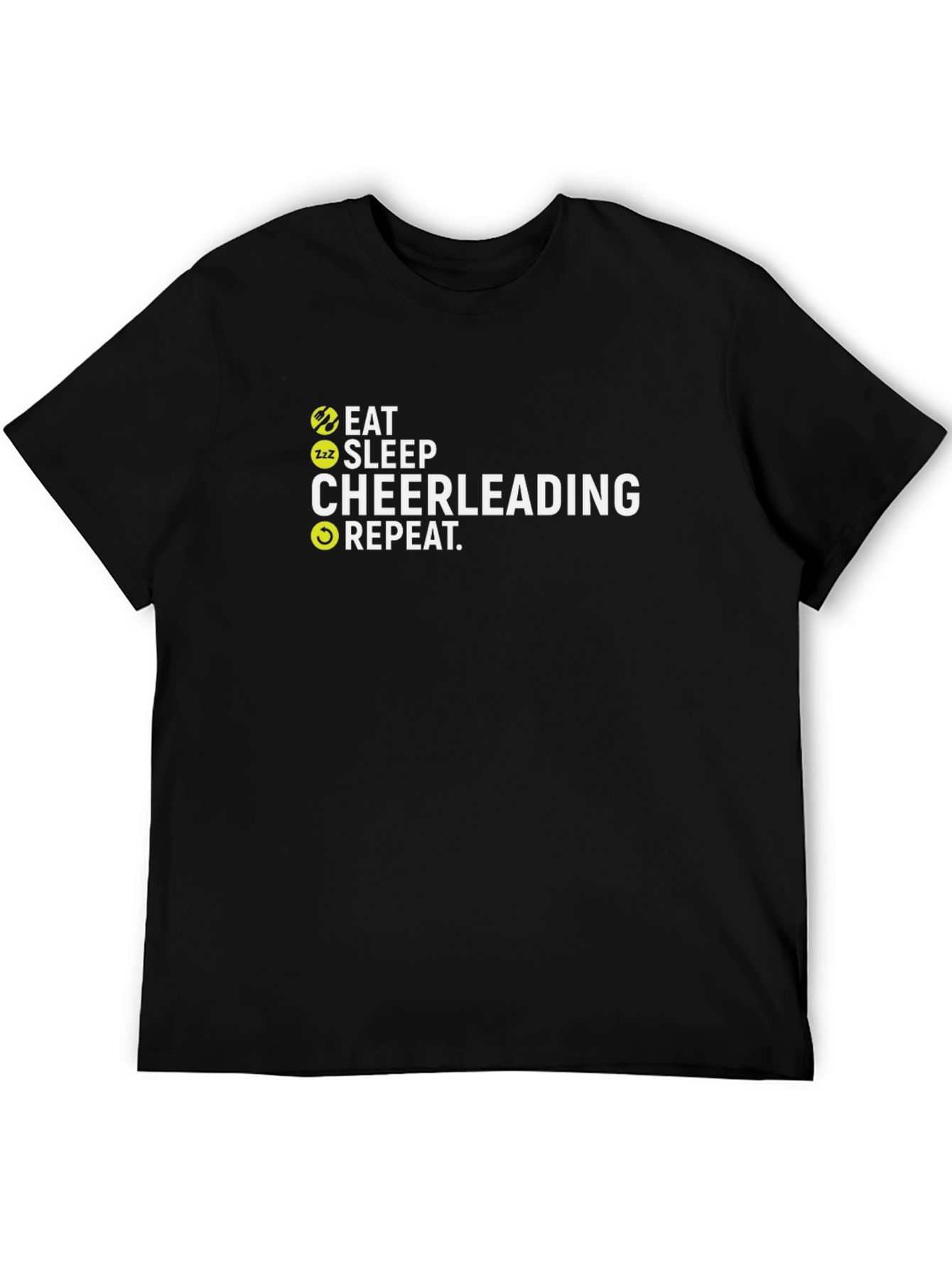 Eat Sleep Cheerleading Repeat Black T-Shirt