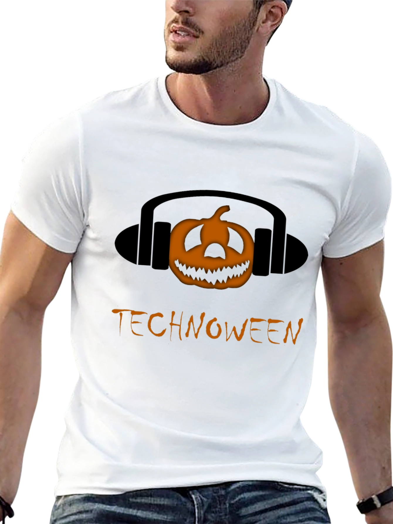 Technoween T-Shirt: Pumpkin Headphone Design