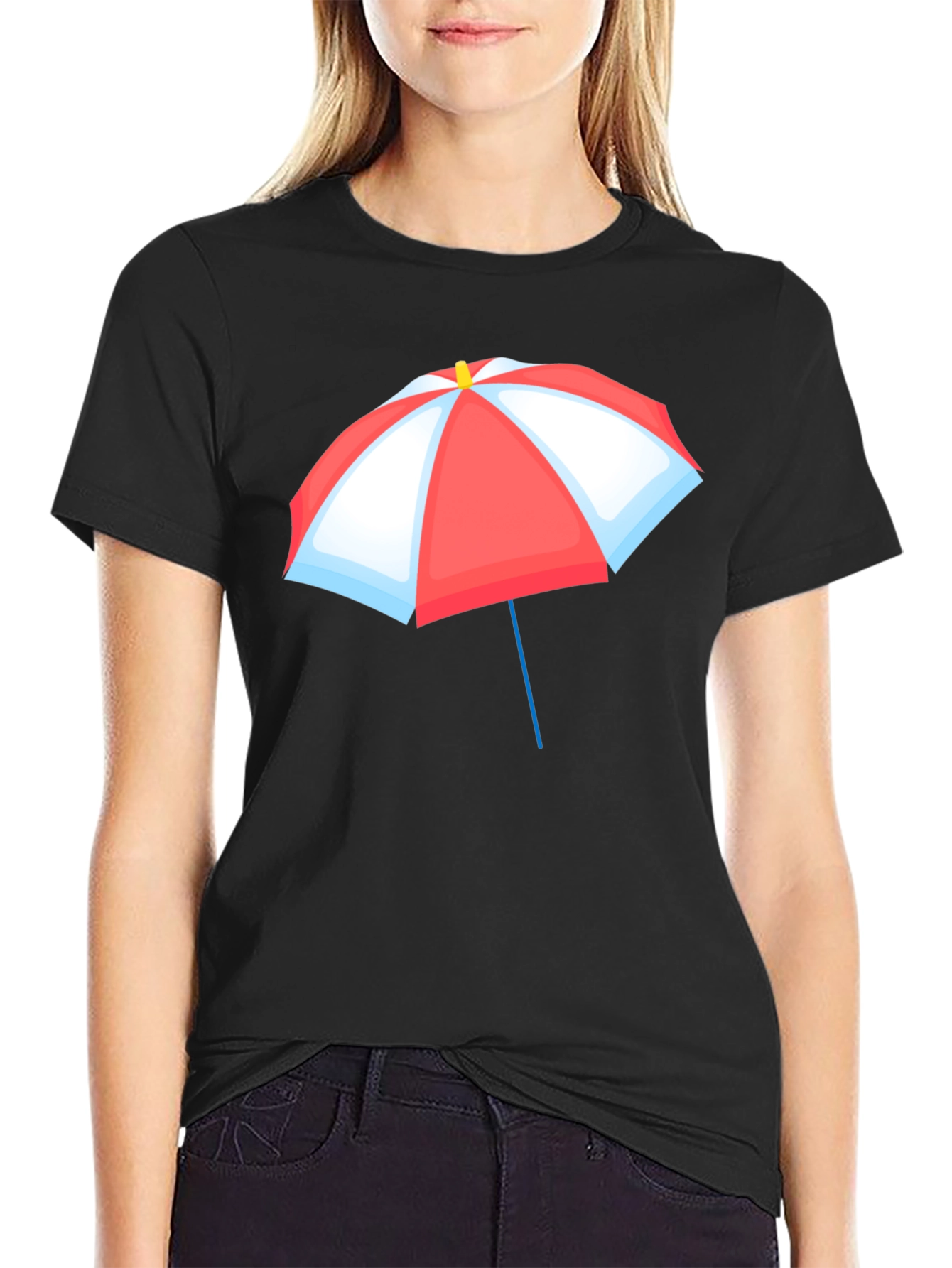 Umbrella Graphic T-Shirt - Black Casual Tee