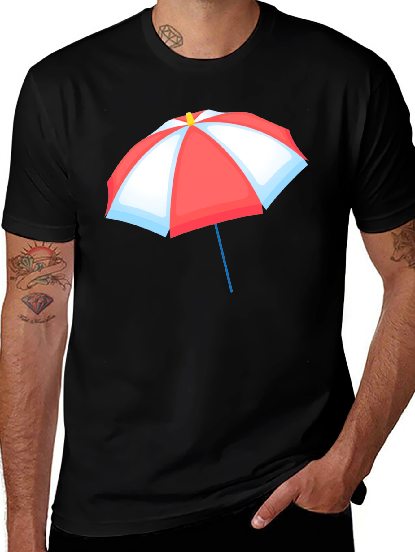 Umbrella Graphic T-Shirt - Black Casual Tee