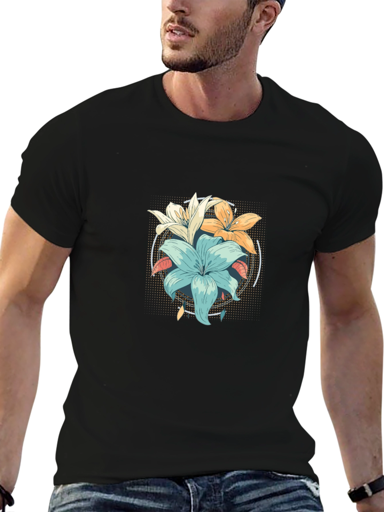Floral Graphic T-Shirt - Stylish Mens Tee