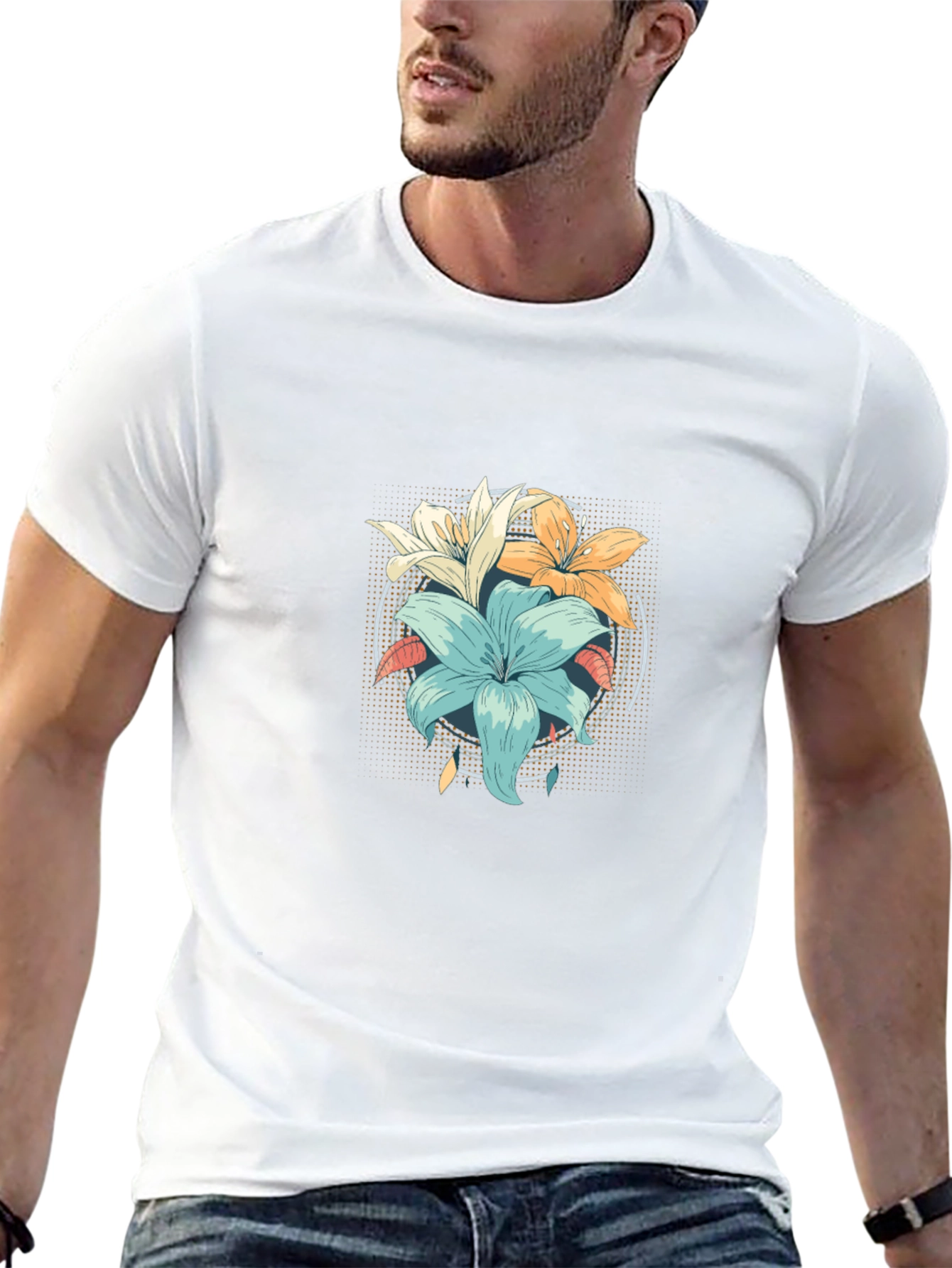 Floral Graphic T-Shirt - Stylish Mens Tee
