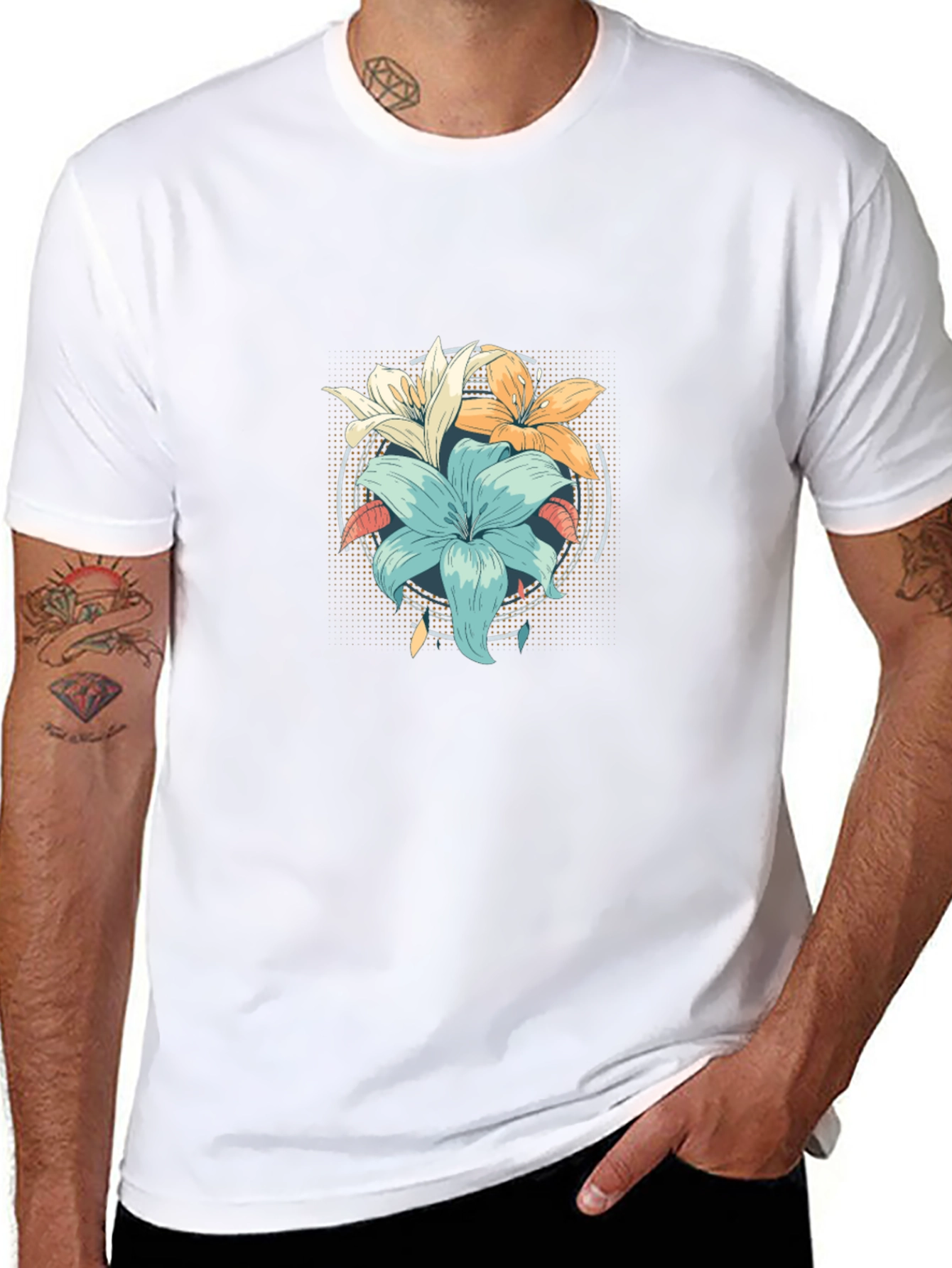 Floral Graphic T-Shirt - Stylish Mens Tee